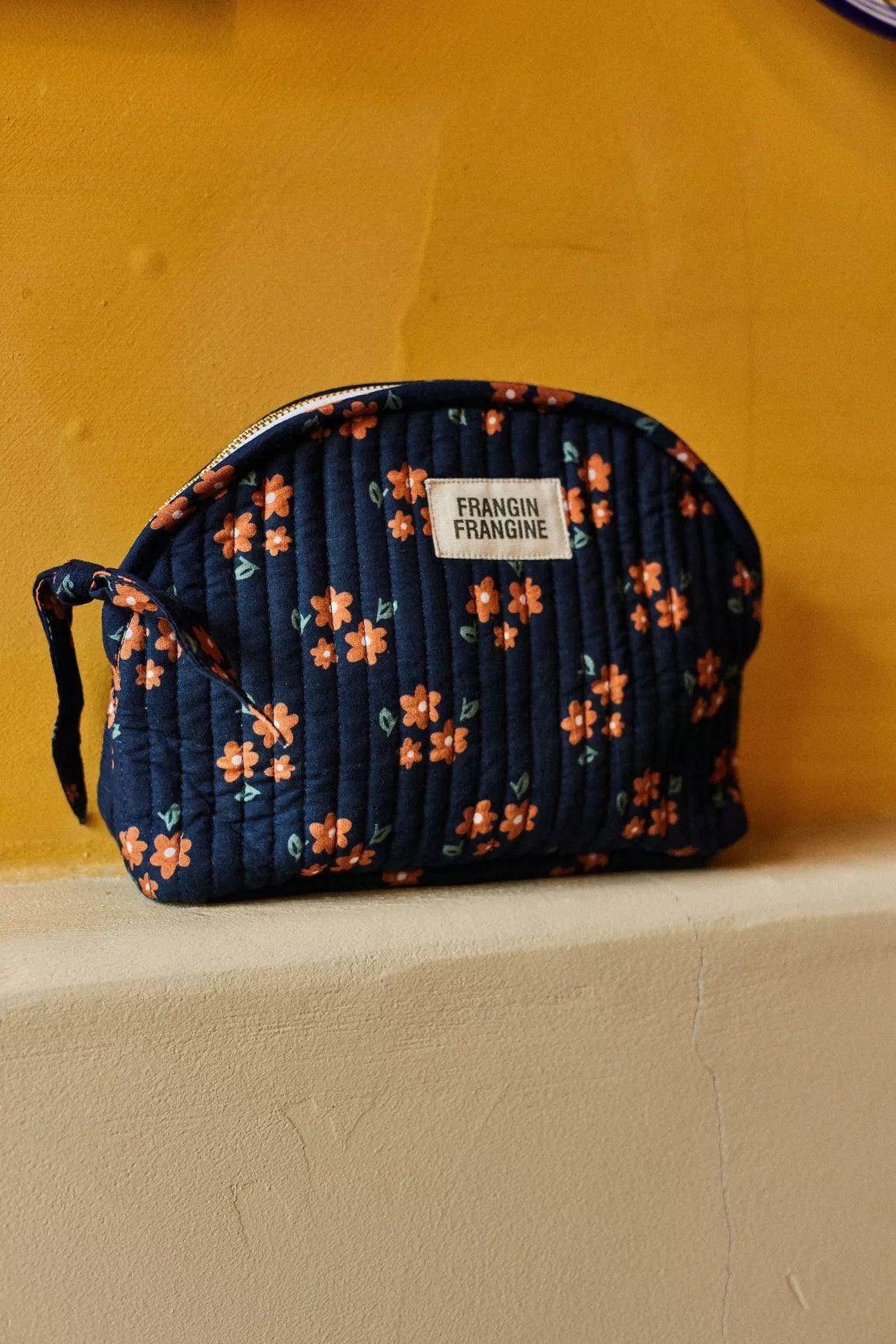Trousse Make Up Fleurs marine - Frangin Frangine - Margothe
