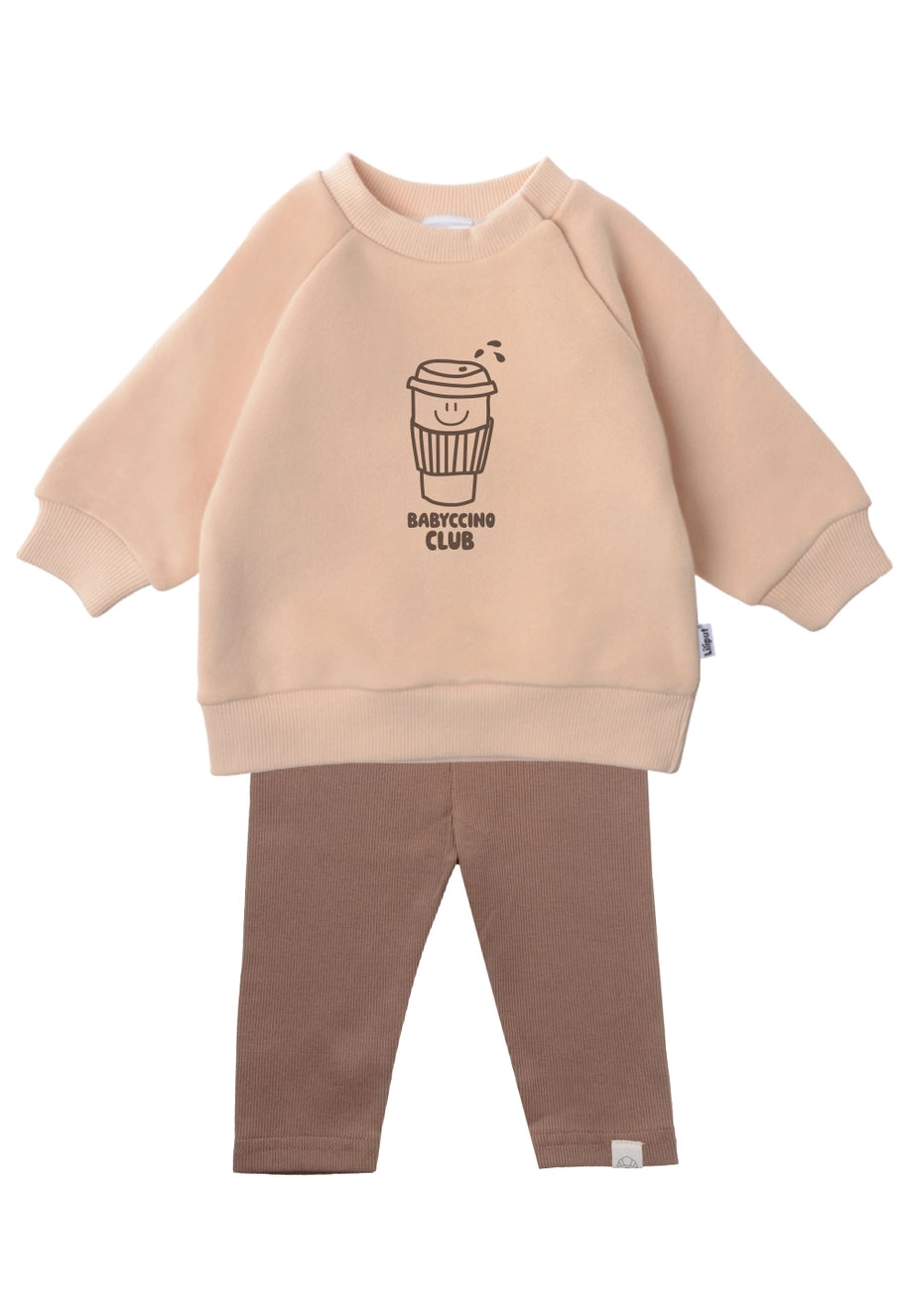 Ensemble avec sweat-shirt et leggings "Babyccino Club"