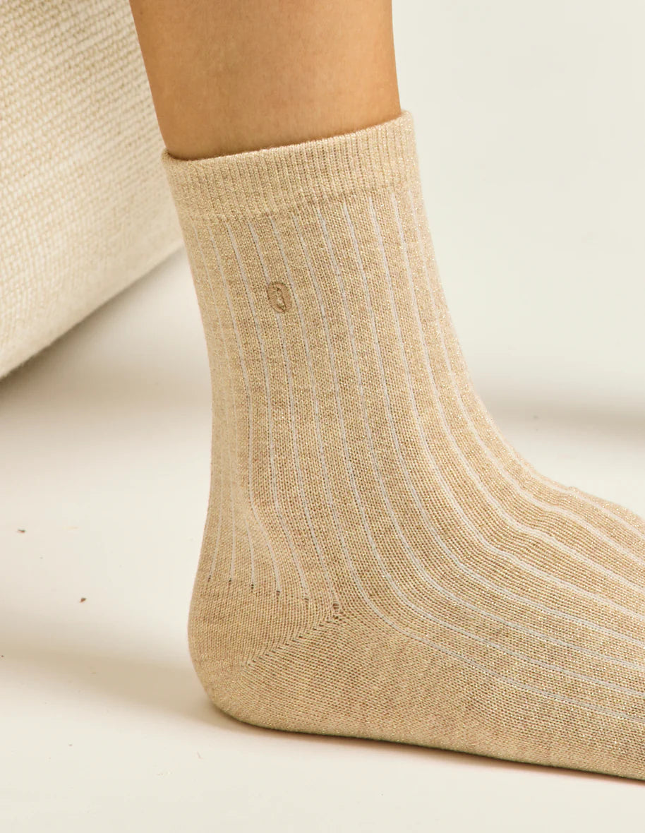 Pack de 3 chaussettes - Côtelé doré marron noir - Margothe