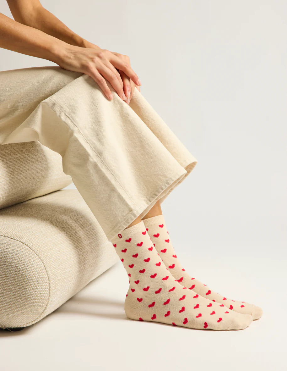 Pack de 3 chaussettes - Petit coeur bordeaux doré - Margothe