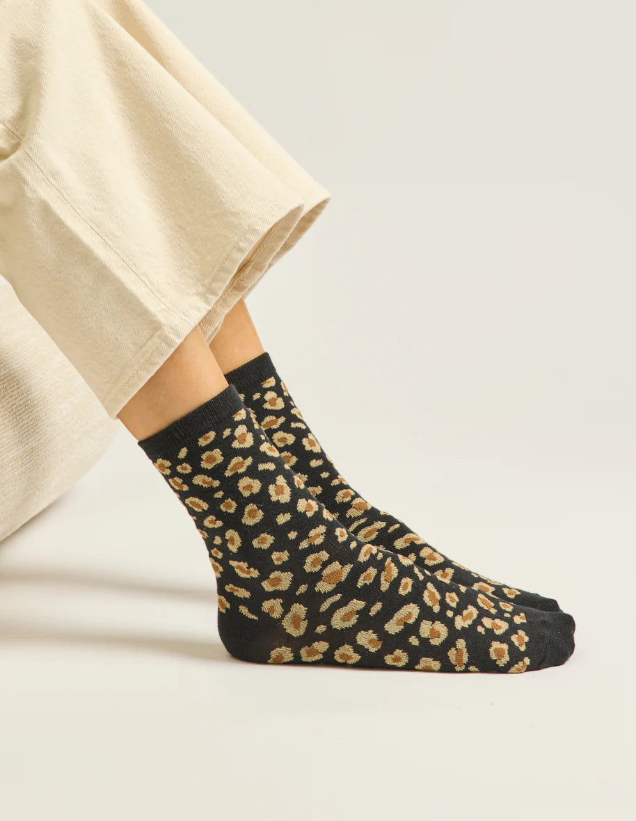 Pack de 3 chaussettes - Paillettes et léopard noir doré - Margothe
