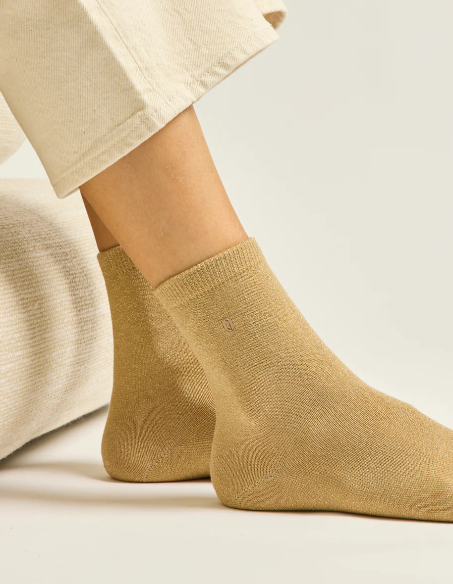 Pack de 3 chaussettes - Paillettes et zèbre marron doré - Margothe