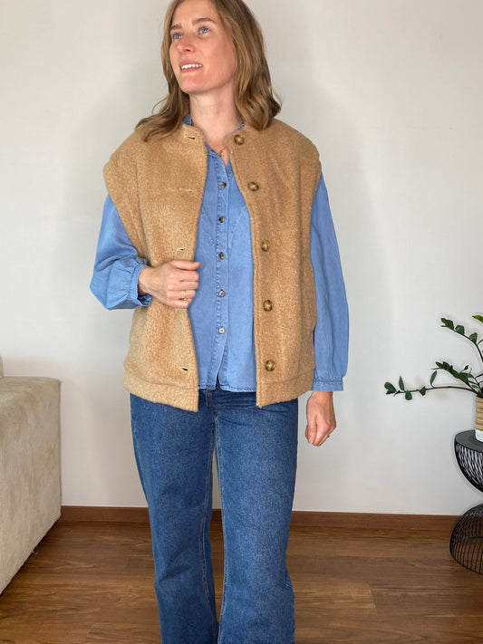 Gilet Gandalf moumoute camel - Margothe