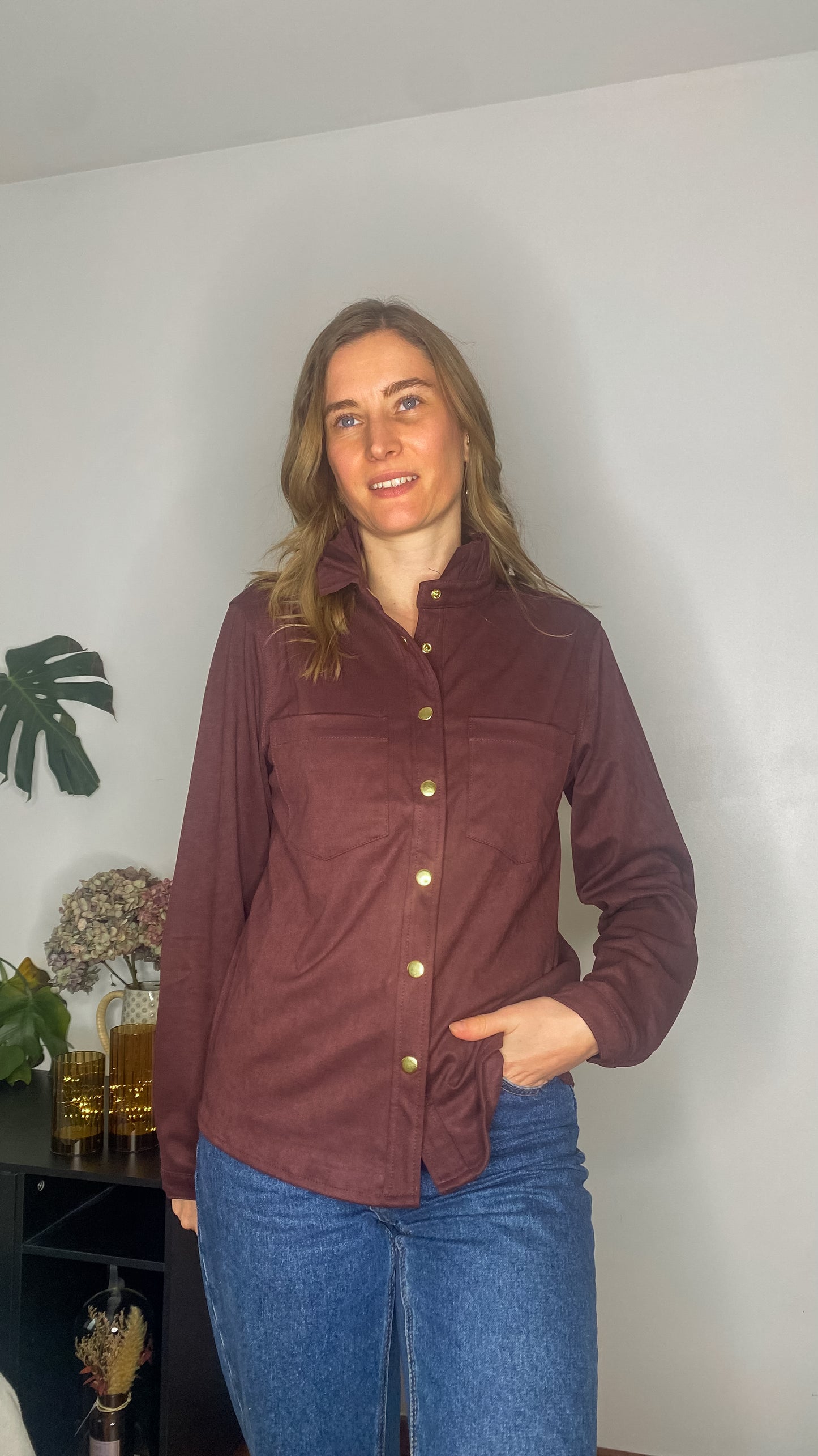 Chemise Elie suedine bordeaux