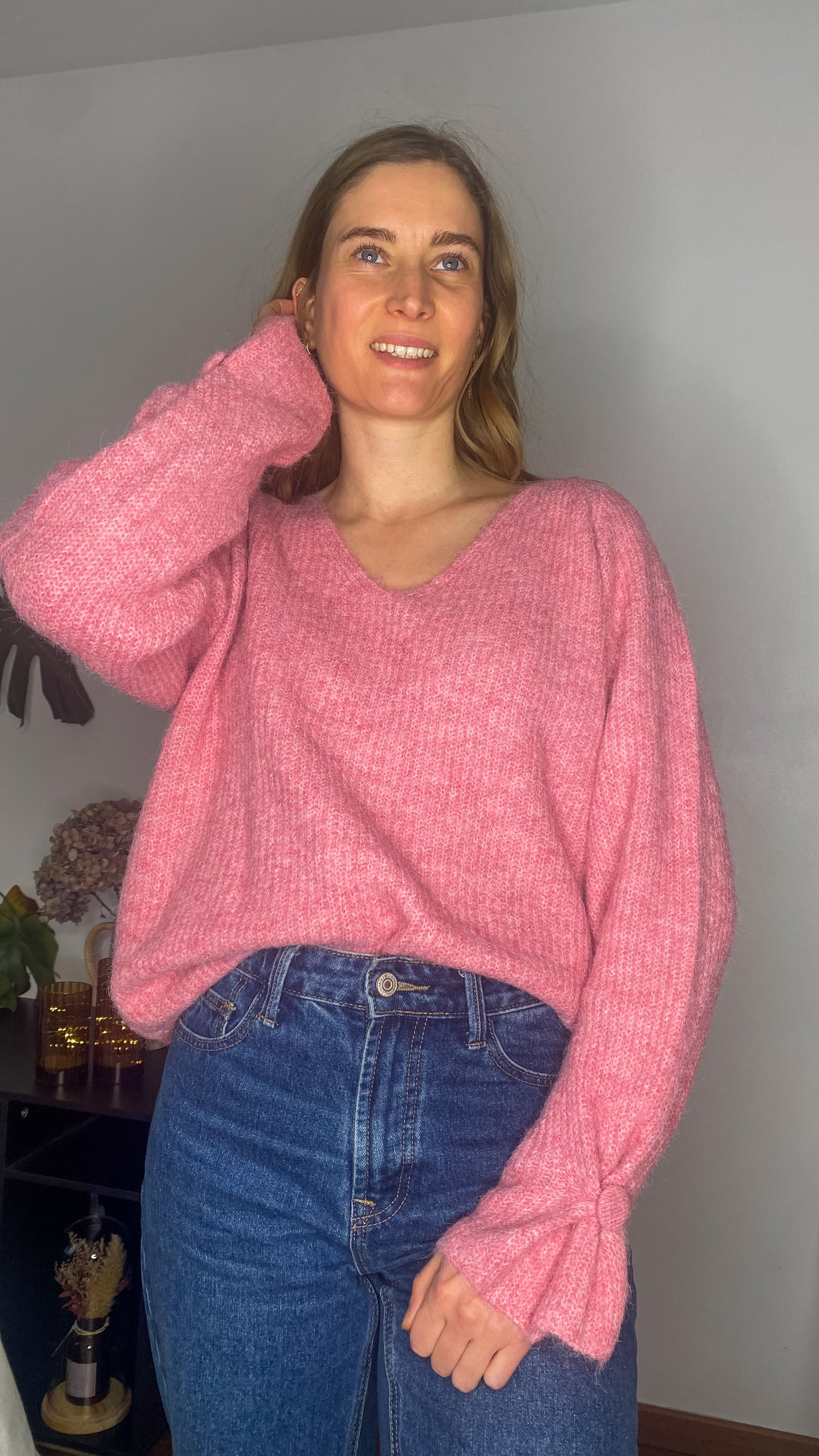 Pull Gaelle rose + foulard