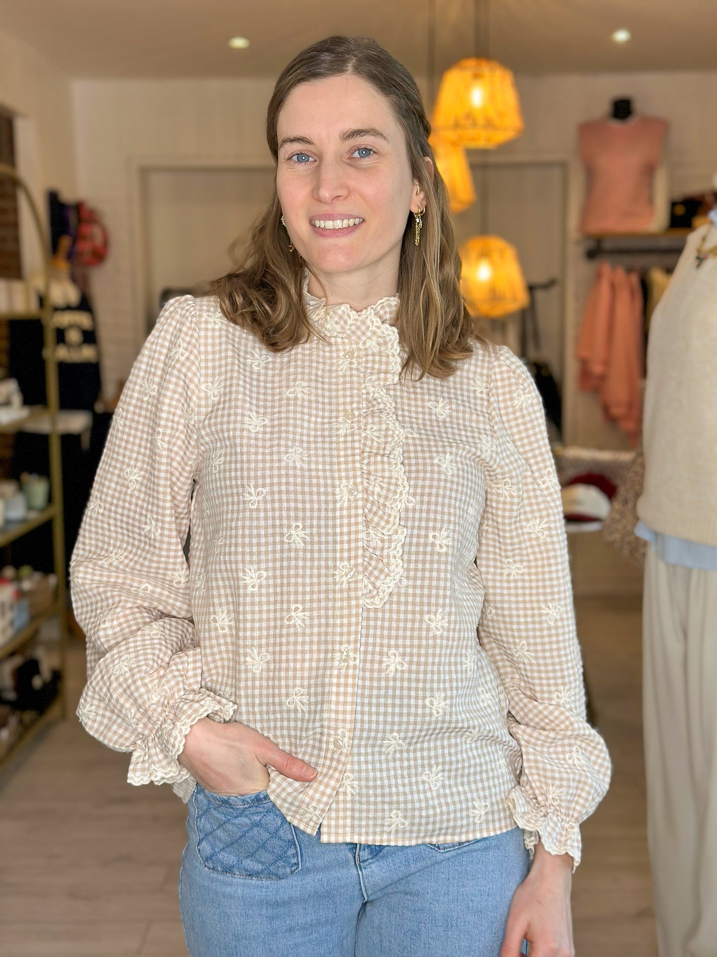 Chemise Giorgia beige noeud