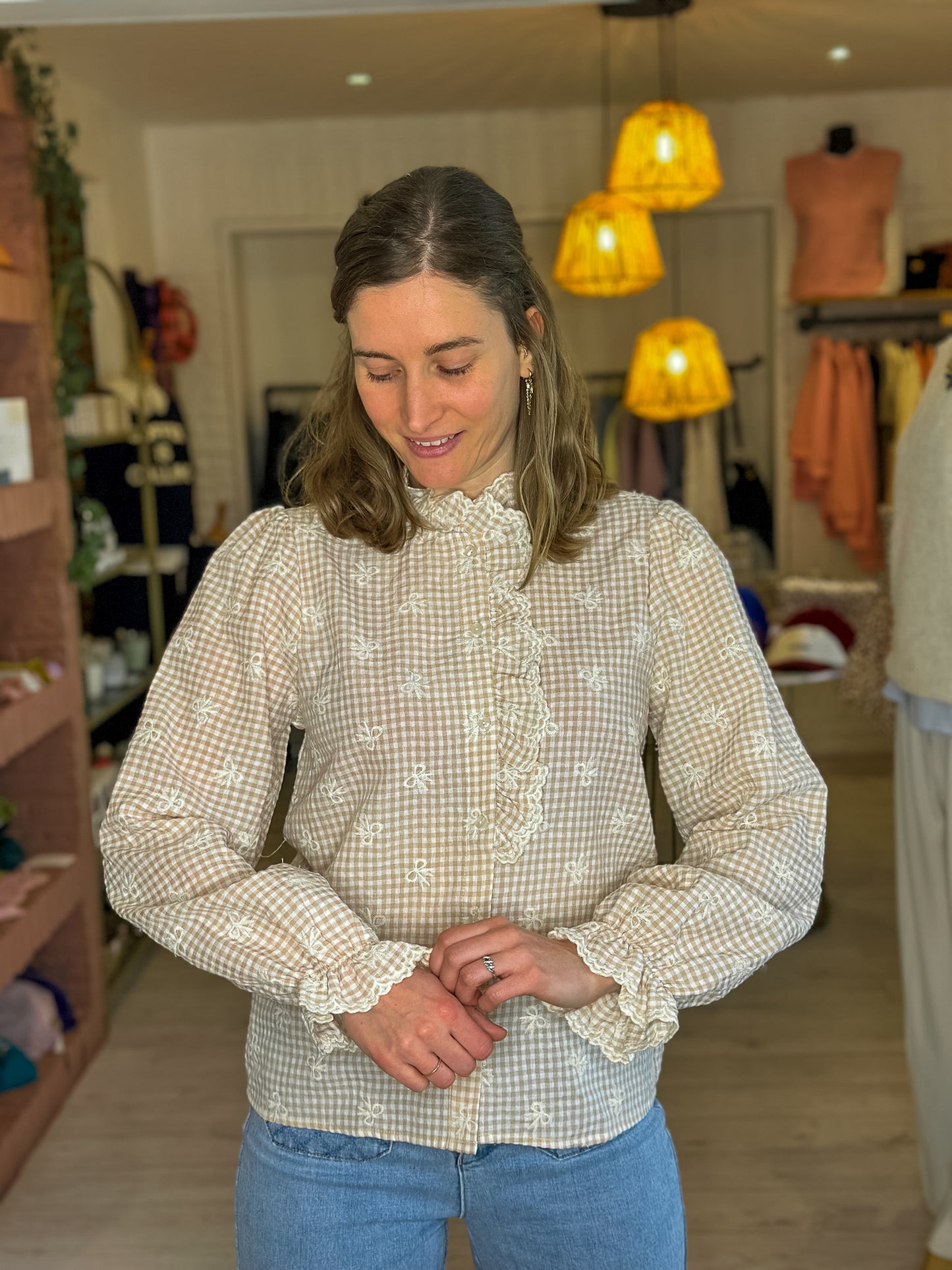 Chemise Giorgia beige noeud