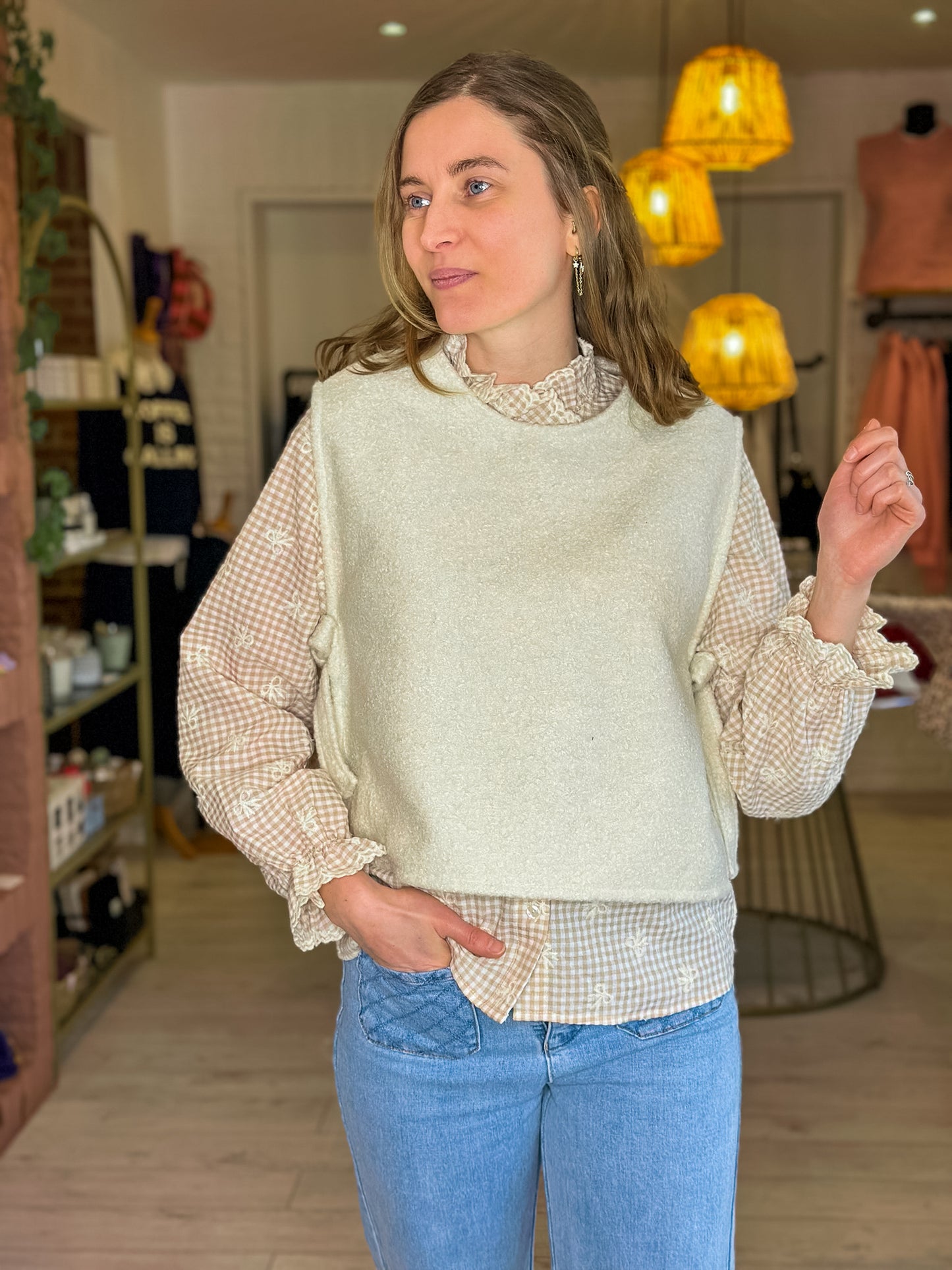 Pull sans manches Greta écru