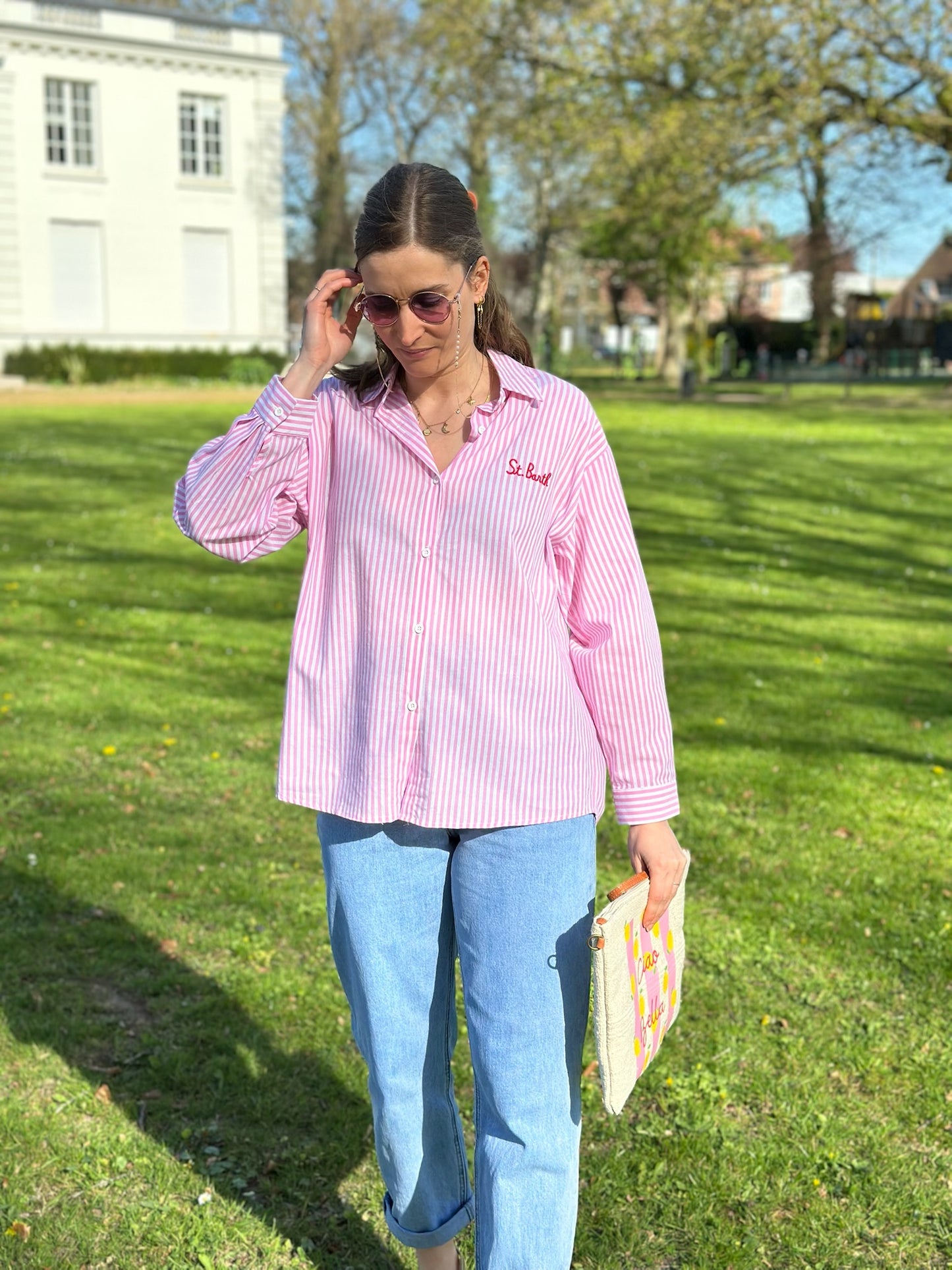 Chemise St Barth rayée rose