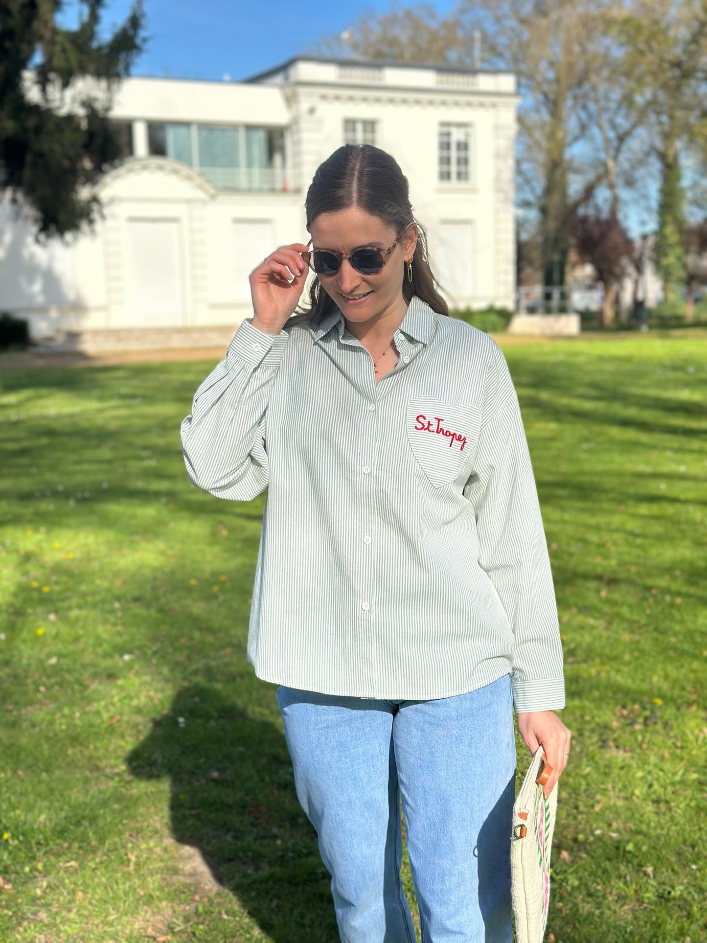 Chemise St Tropez rayée verte