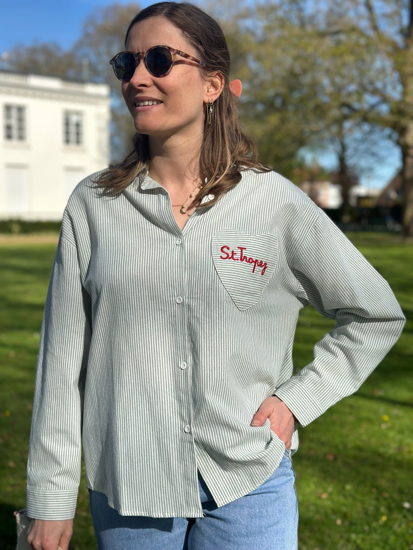 Chemise St Tropez rayée verte