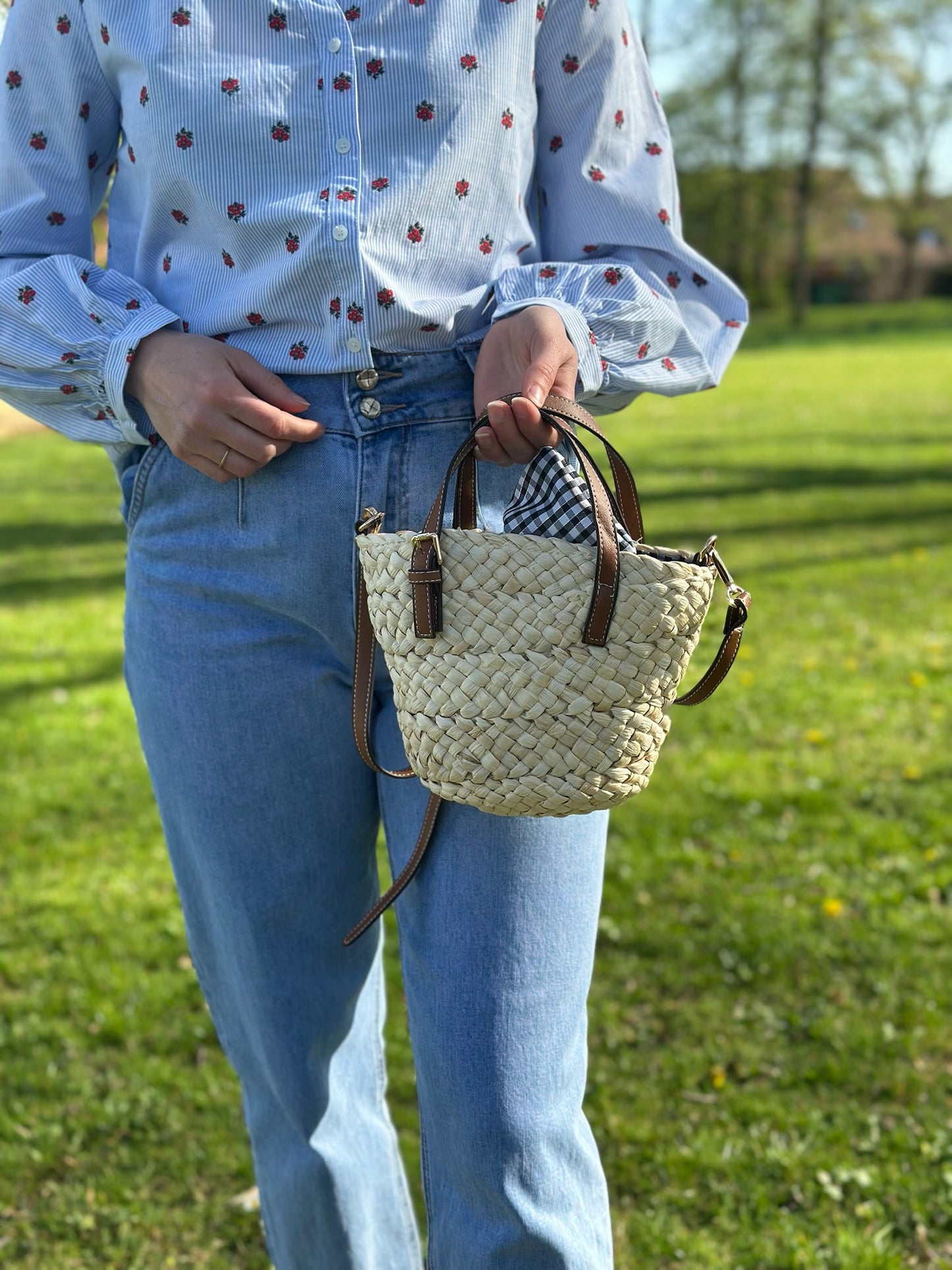 Sac paille Vichy
