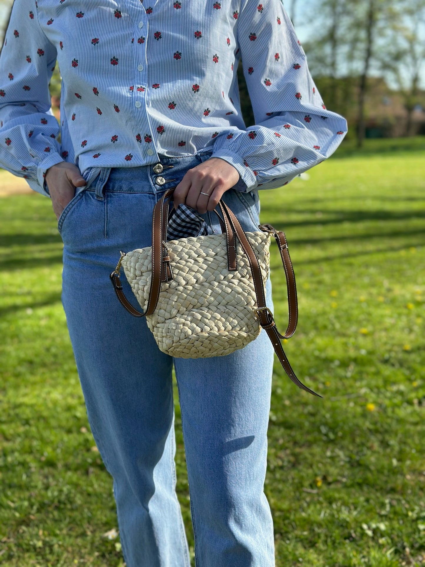 Sac paille Vichy