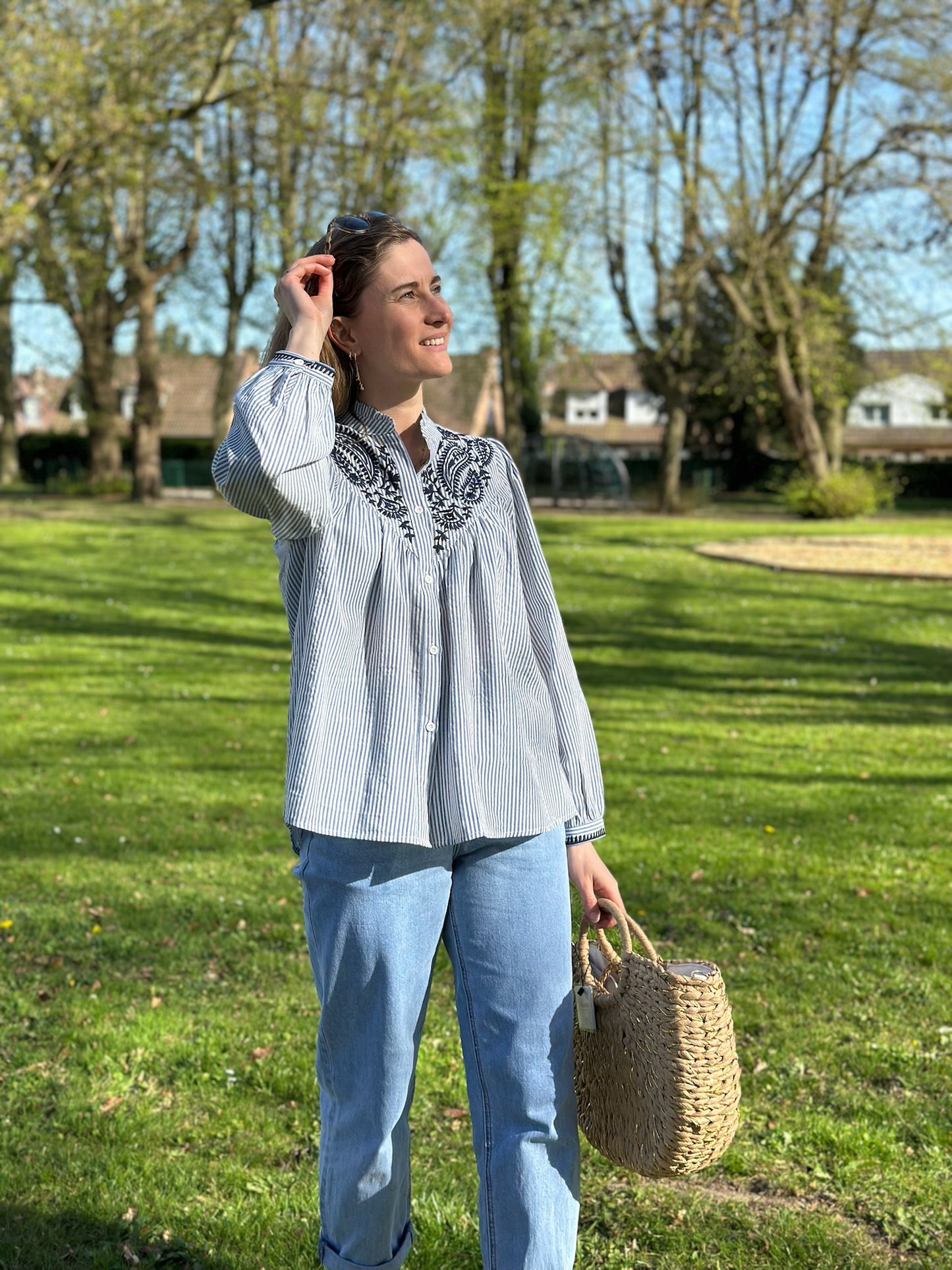 Blouse Gemma rayée bleue