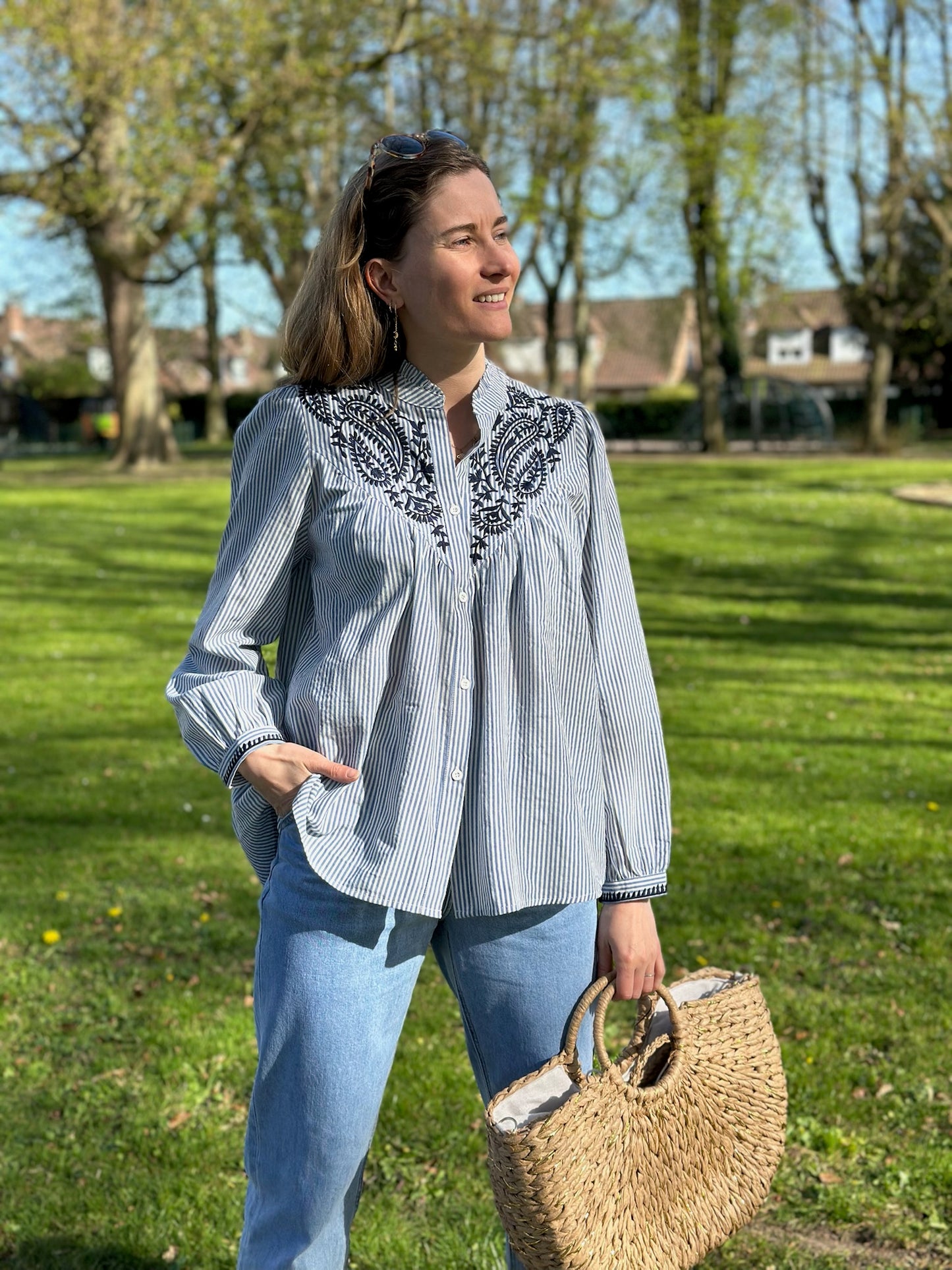 Blouse Gemma rayée bleue