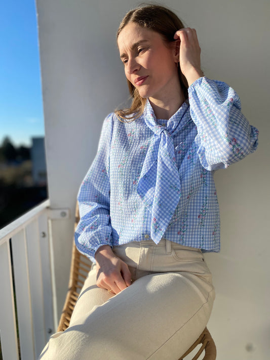 Chemise flower bleue