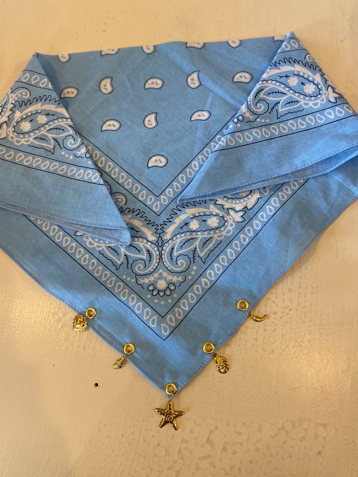 Foulard Bandana bijoux bleu ciel