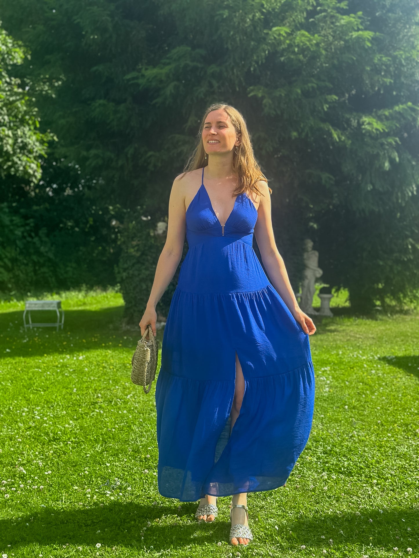 Robe longue Iris bleue