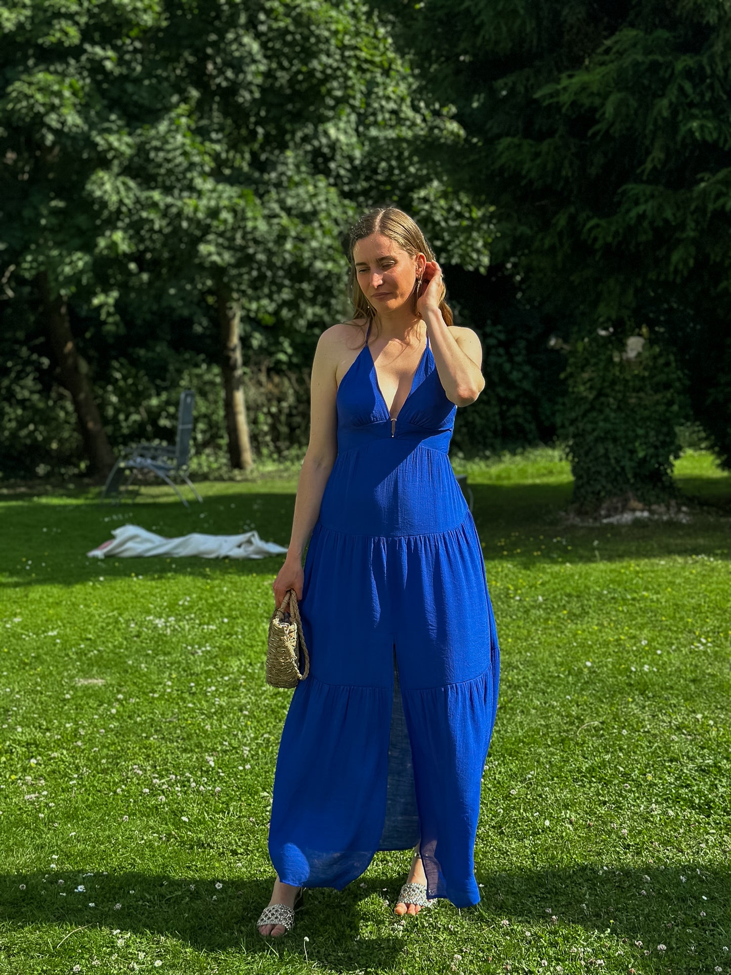 Robe longue Iris bleue