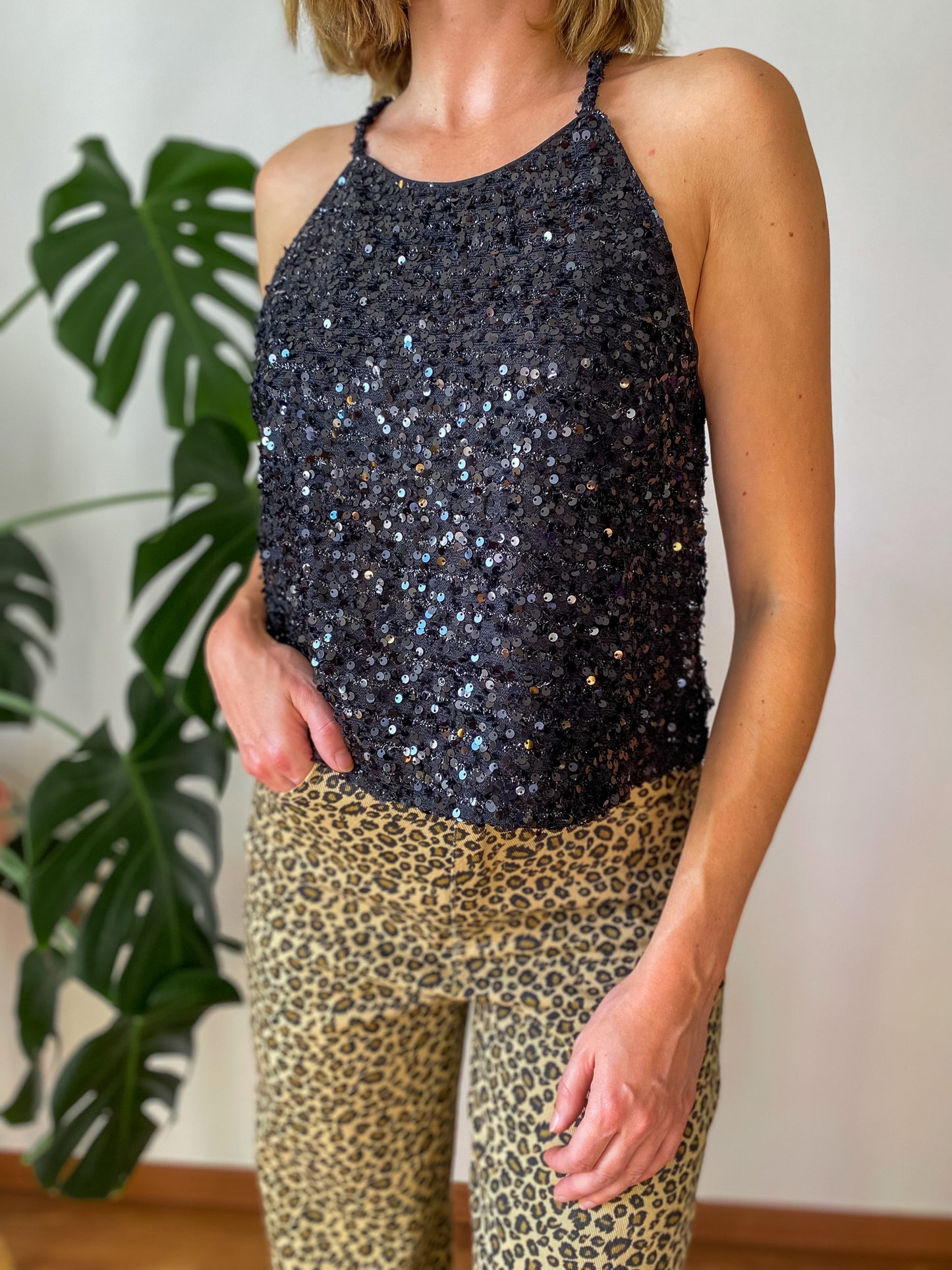 Top Emma tweed sequin noir - Margothe