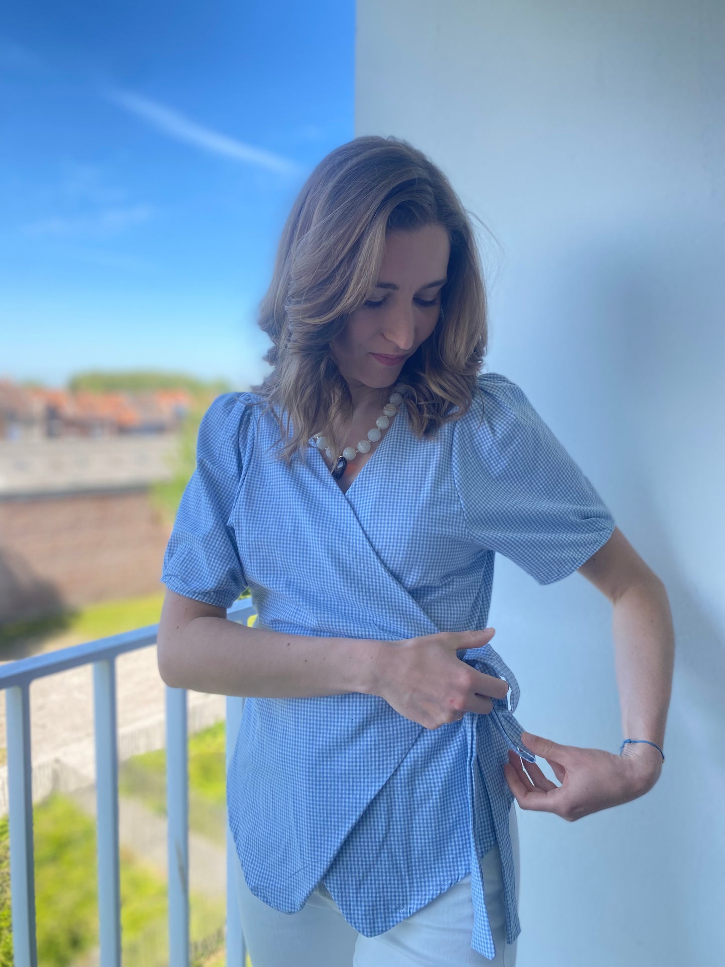 Top Mattia vichy bleu