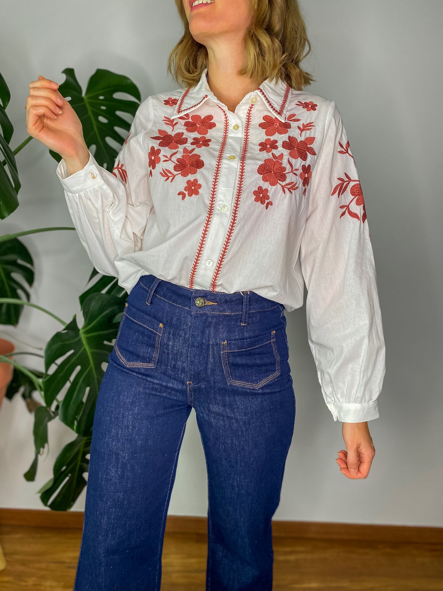 Chemise Gabriel blanche et terracotta - Margothe