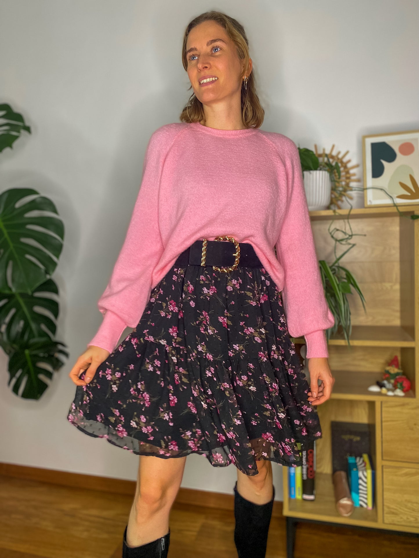 Robe Mia noire à imprimé fleuri - Margothe