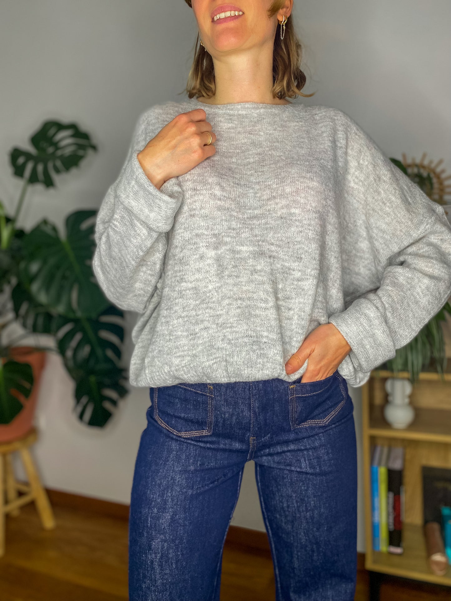 Pull Sarah gris clair col rond - Margothe