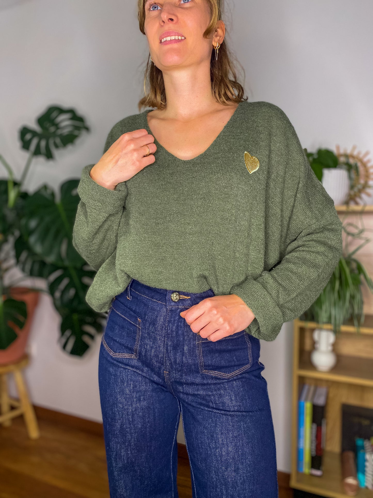 Pull Emy kaki col v - Margothe