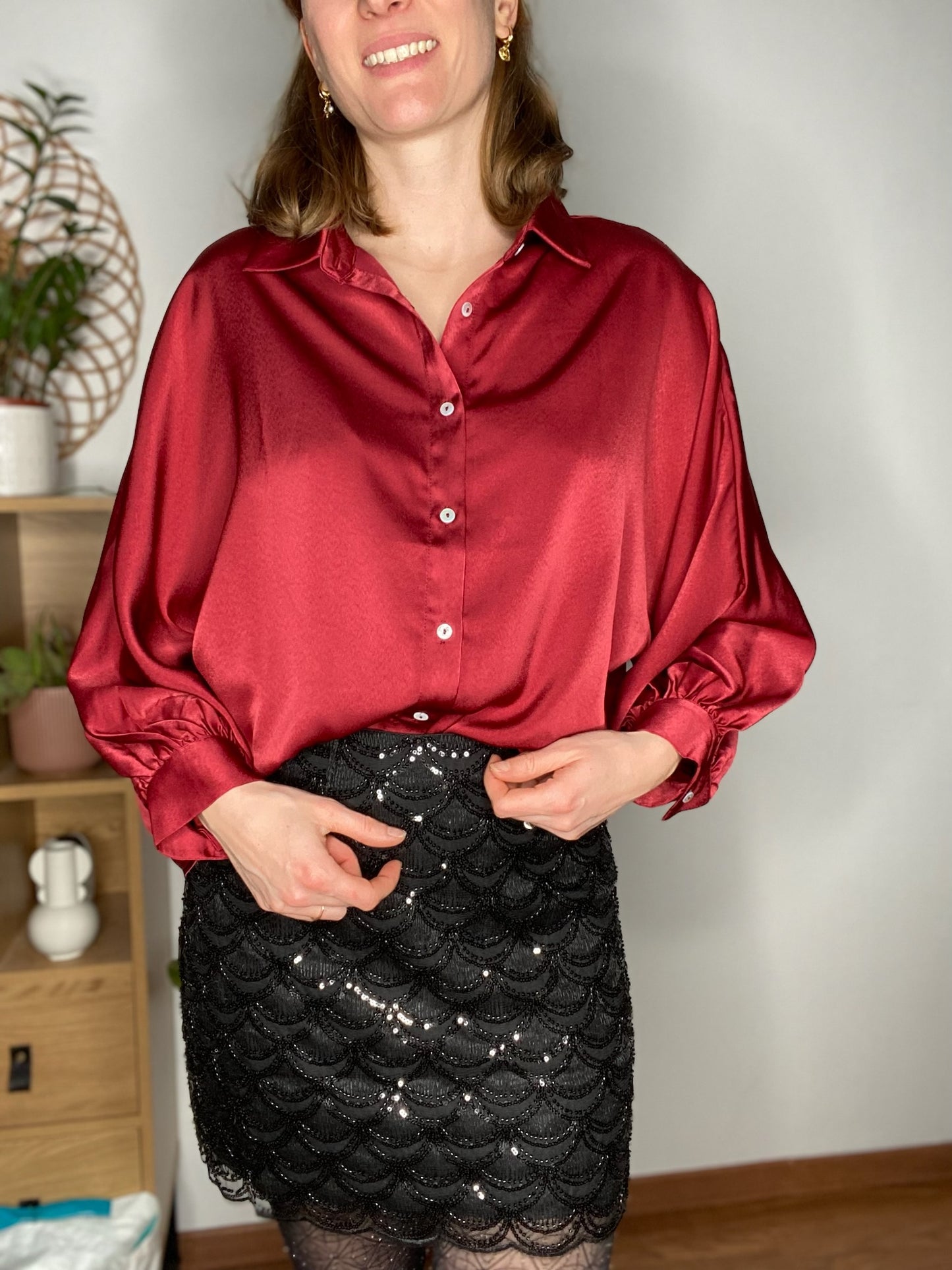 Chemise Tuly bordeaux satinée - Margothe