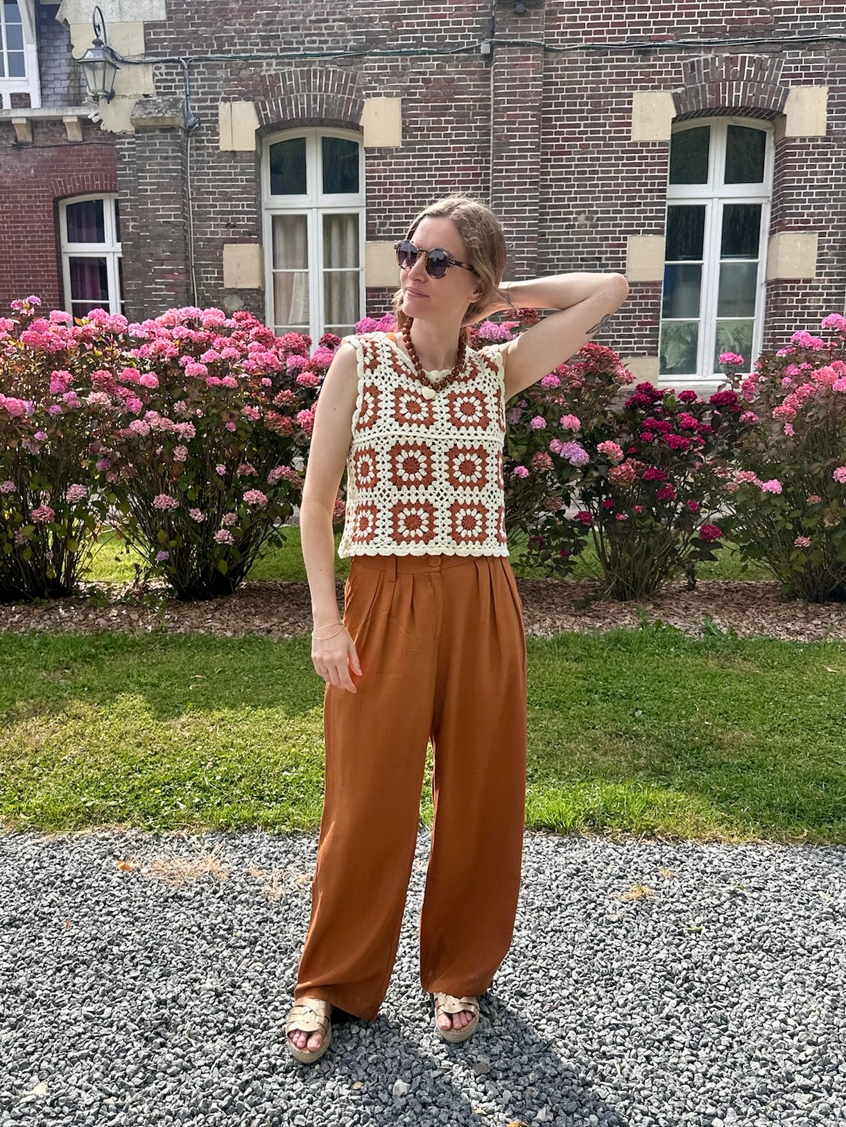 Top crochet Renato marron
