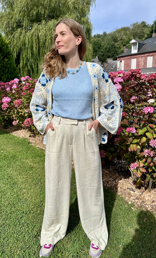 Pantalon Gino beige en lin