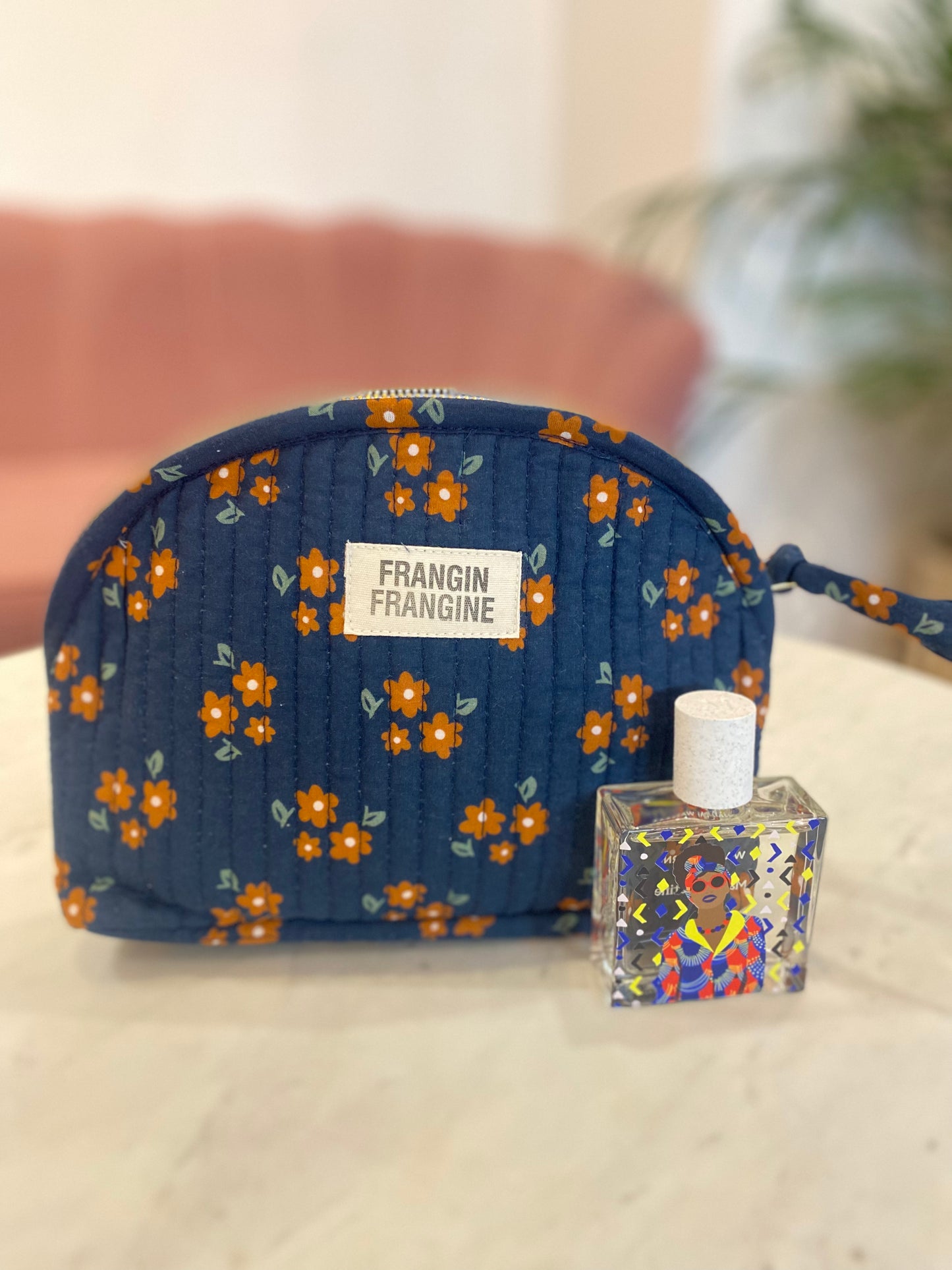 Trousse Make Up Fleurs marine - Frangin Frangine - Margothe