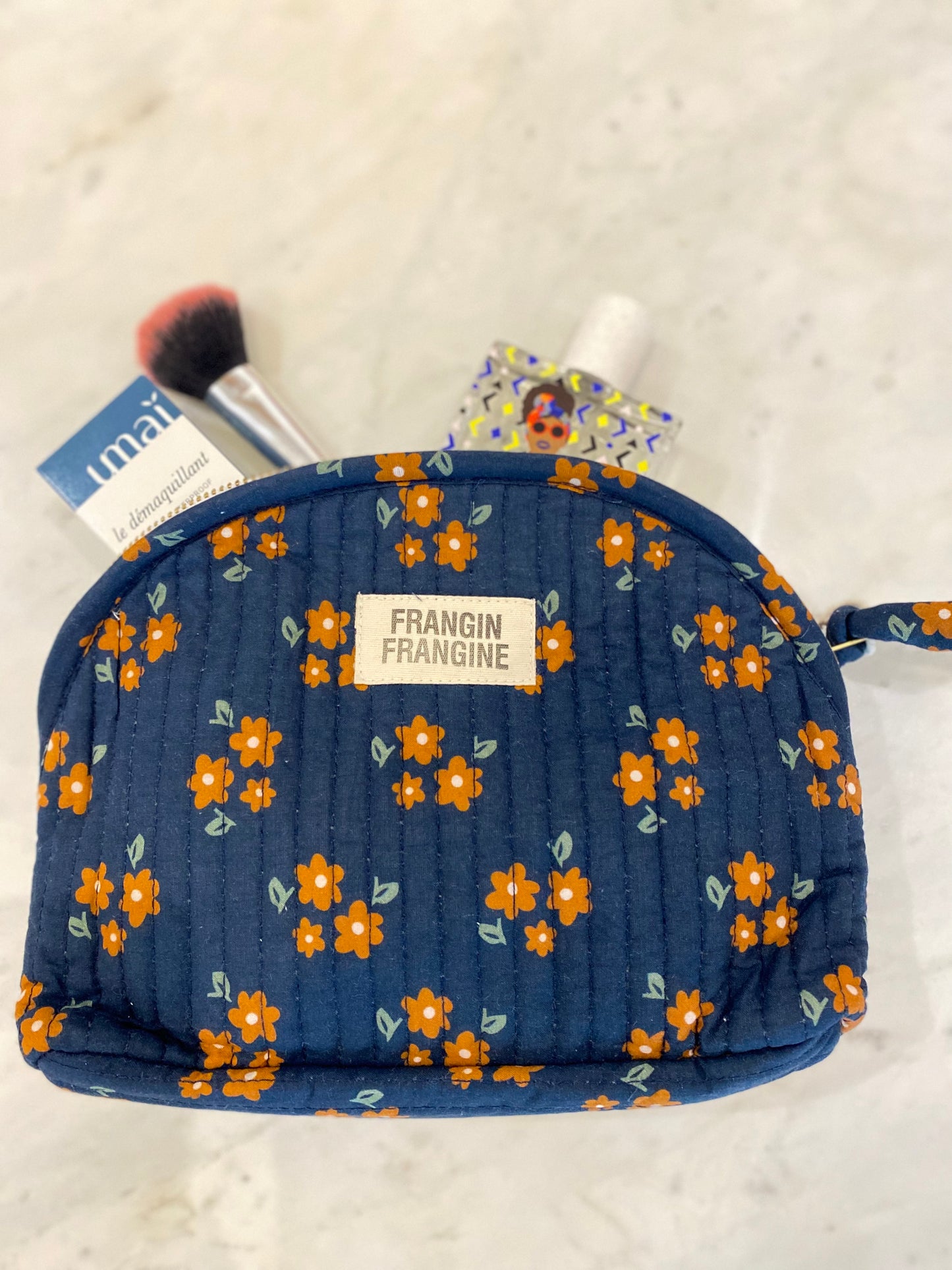 Trousse Make Up Fleurs marine - Frangin Frangine - Margothe