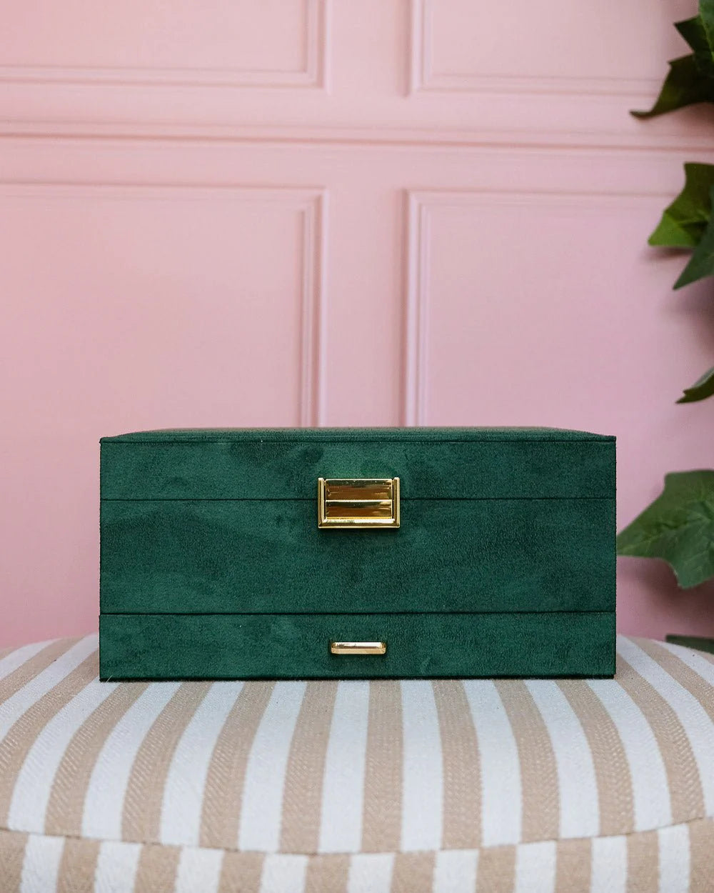 Boîte à bijoux Denise en velours vert