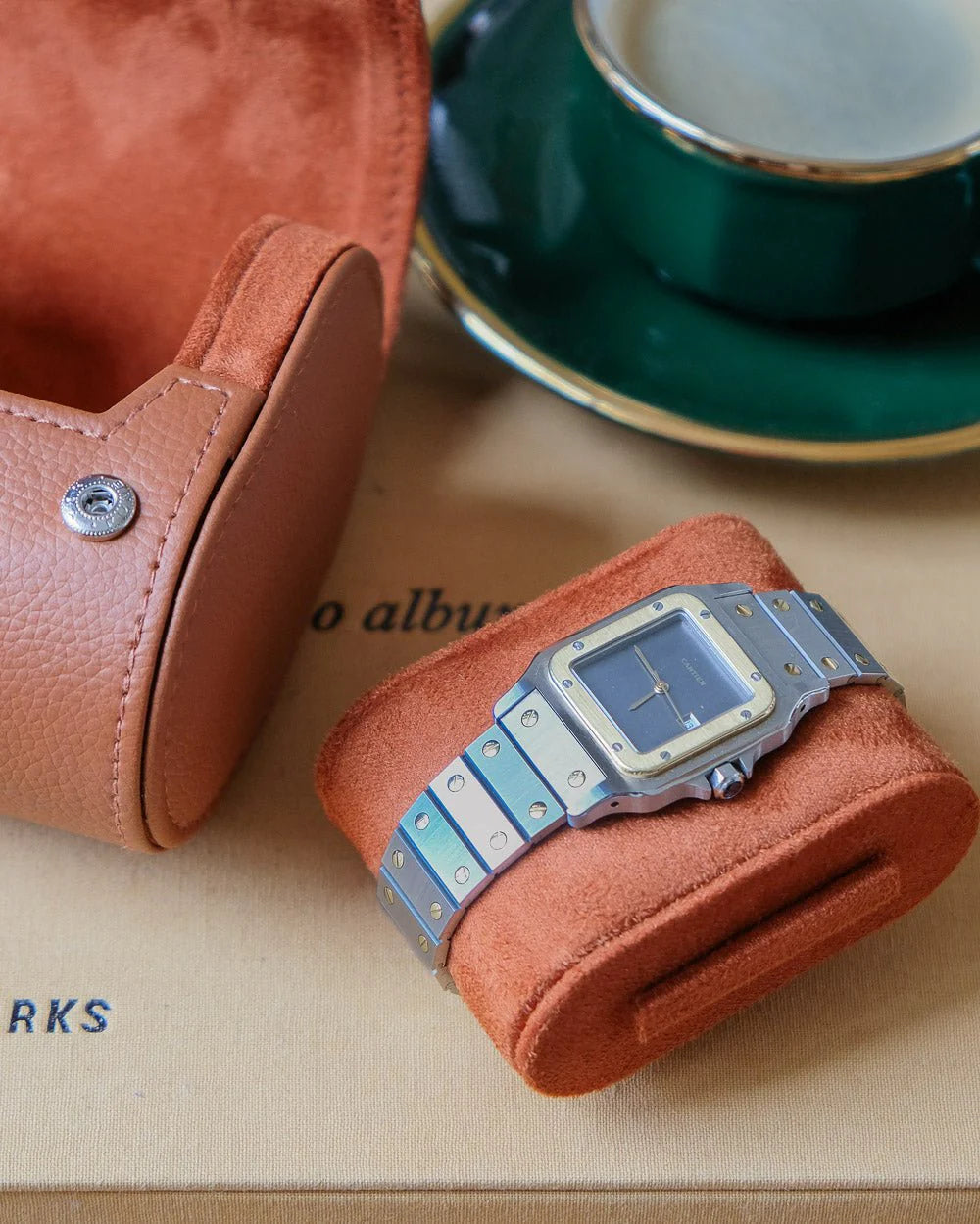 Boîte à montres de voyage James 2 emplacements camel