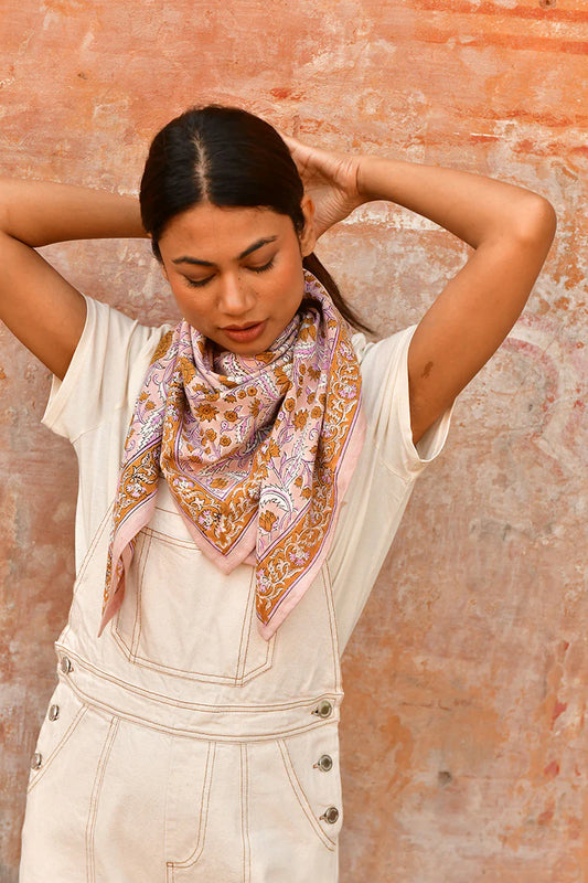 Grand foulard N°112 Rose - Byzantine - Margothe
