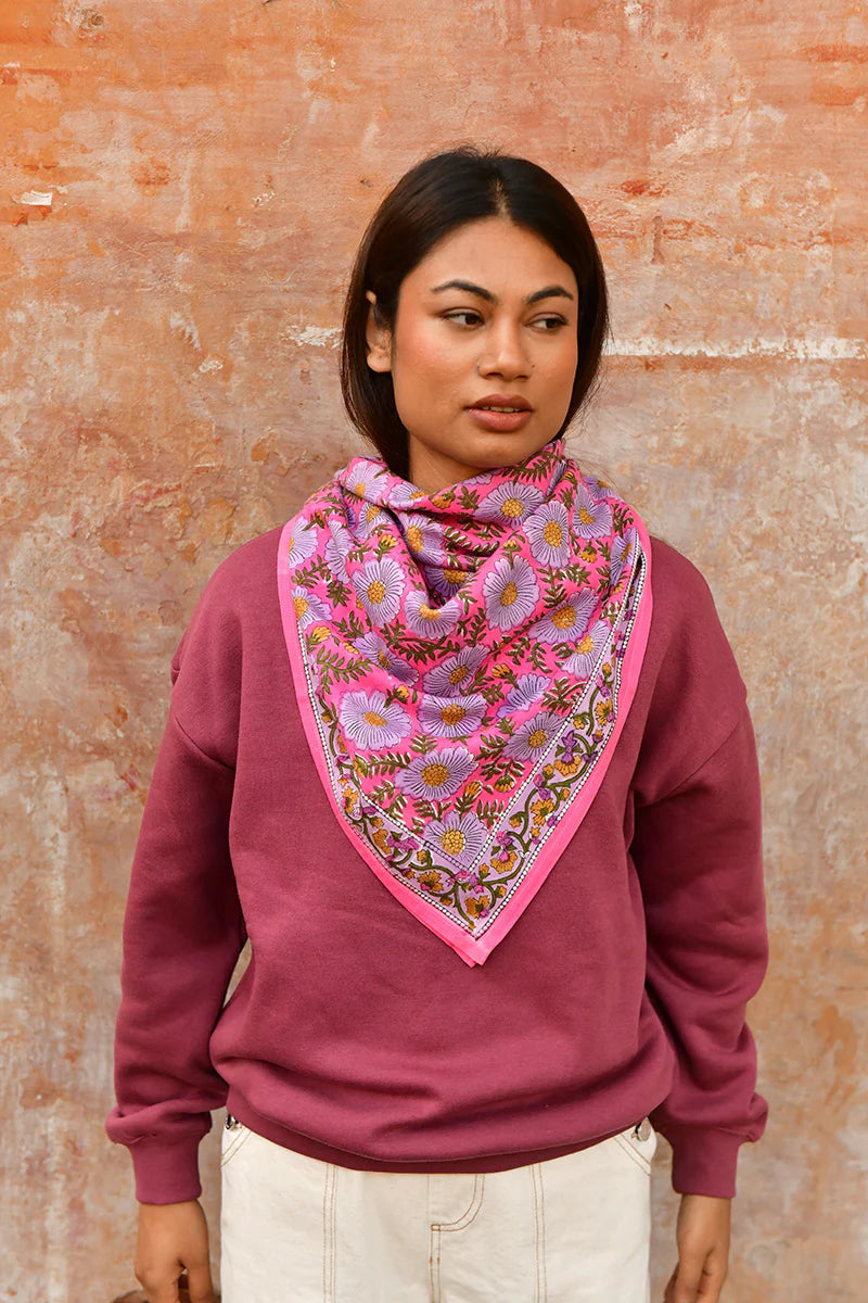 Grand foulard RAVENNE Rose - Byzantine - Margothe