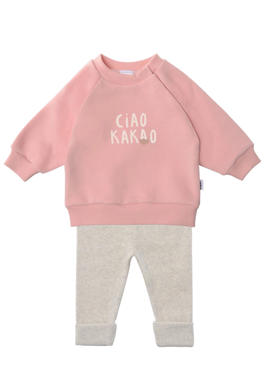 Ensemble avec sweat-shirt rose et leggings "Ciao Kakao"