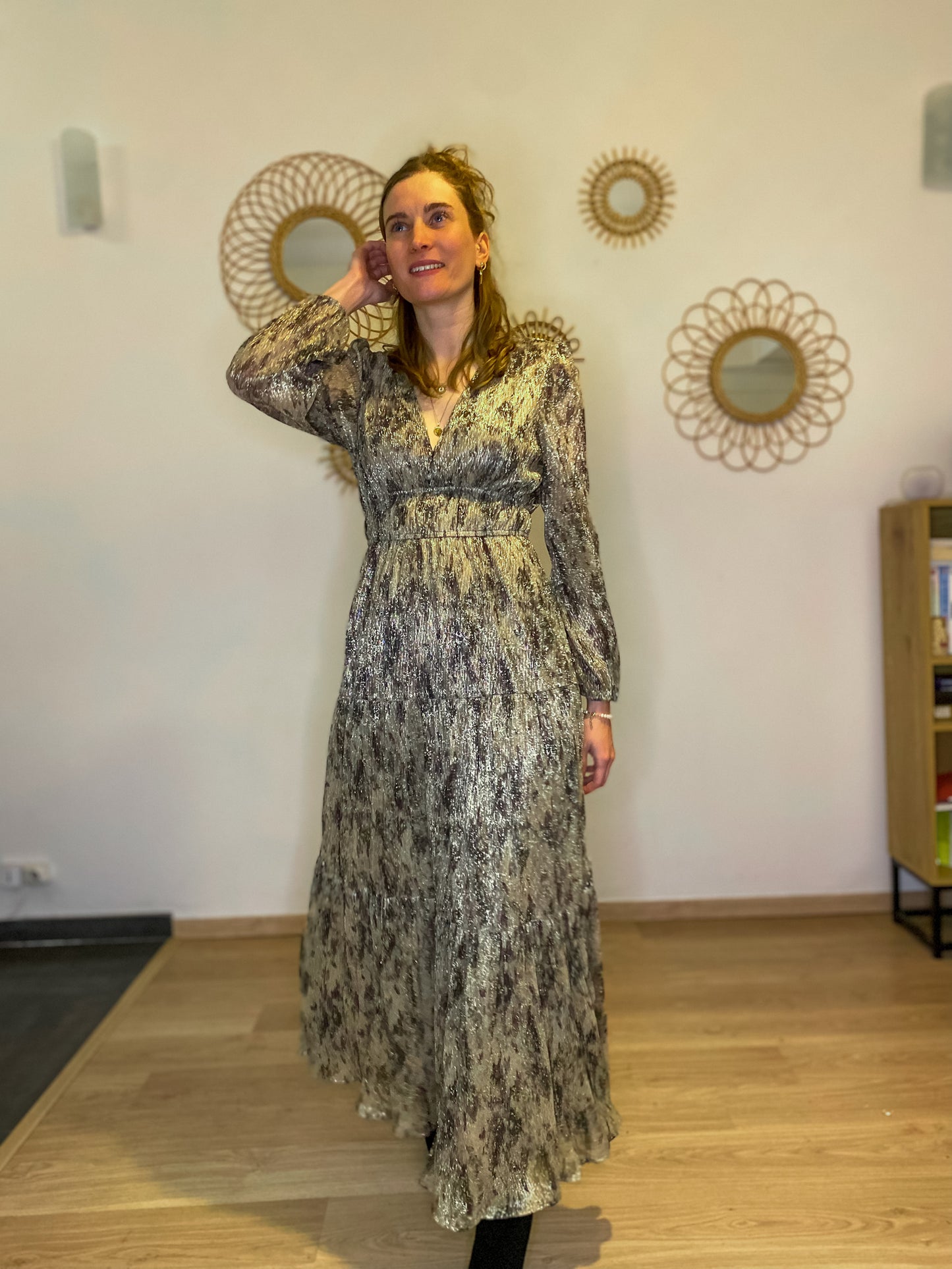 Robe longue Kerry taupe brillante - Margothe