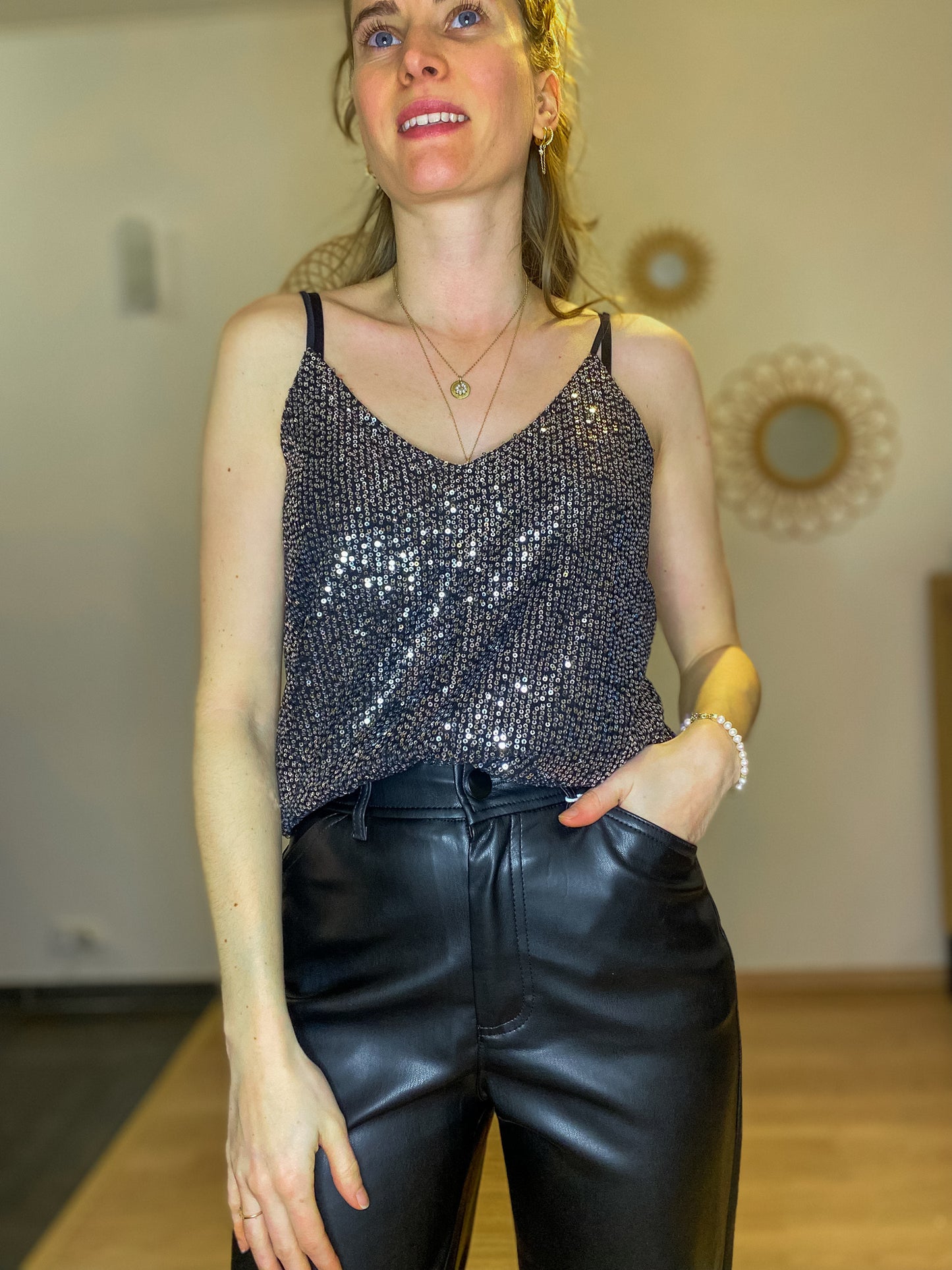 Top Maude à sequins argentés - Margothe