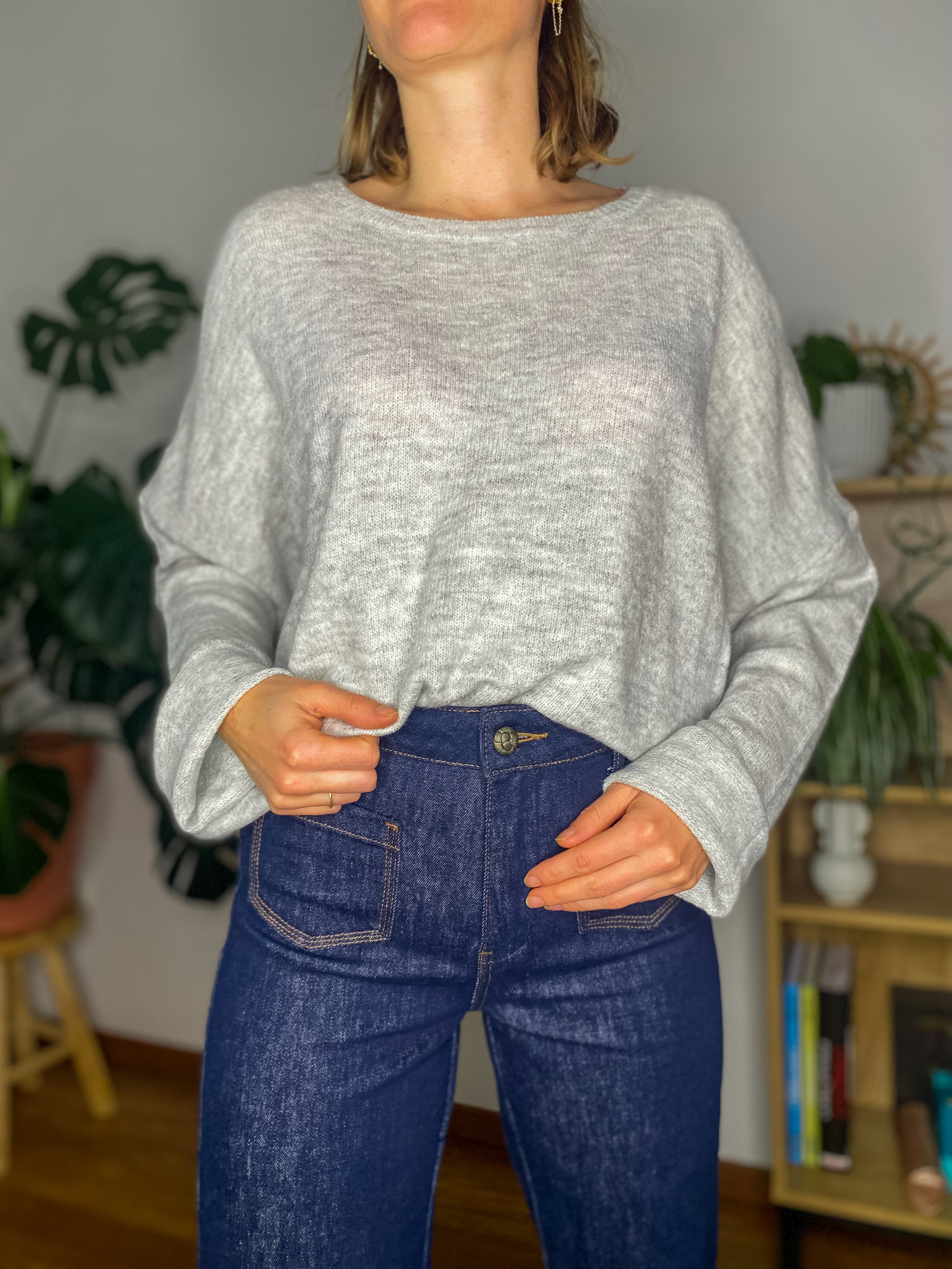 Pull Sarah gris clair col rond