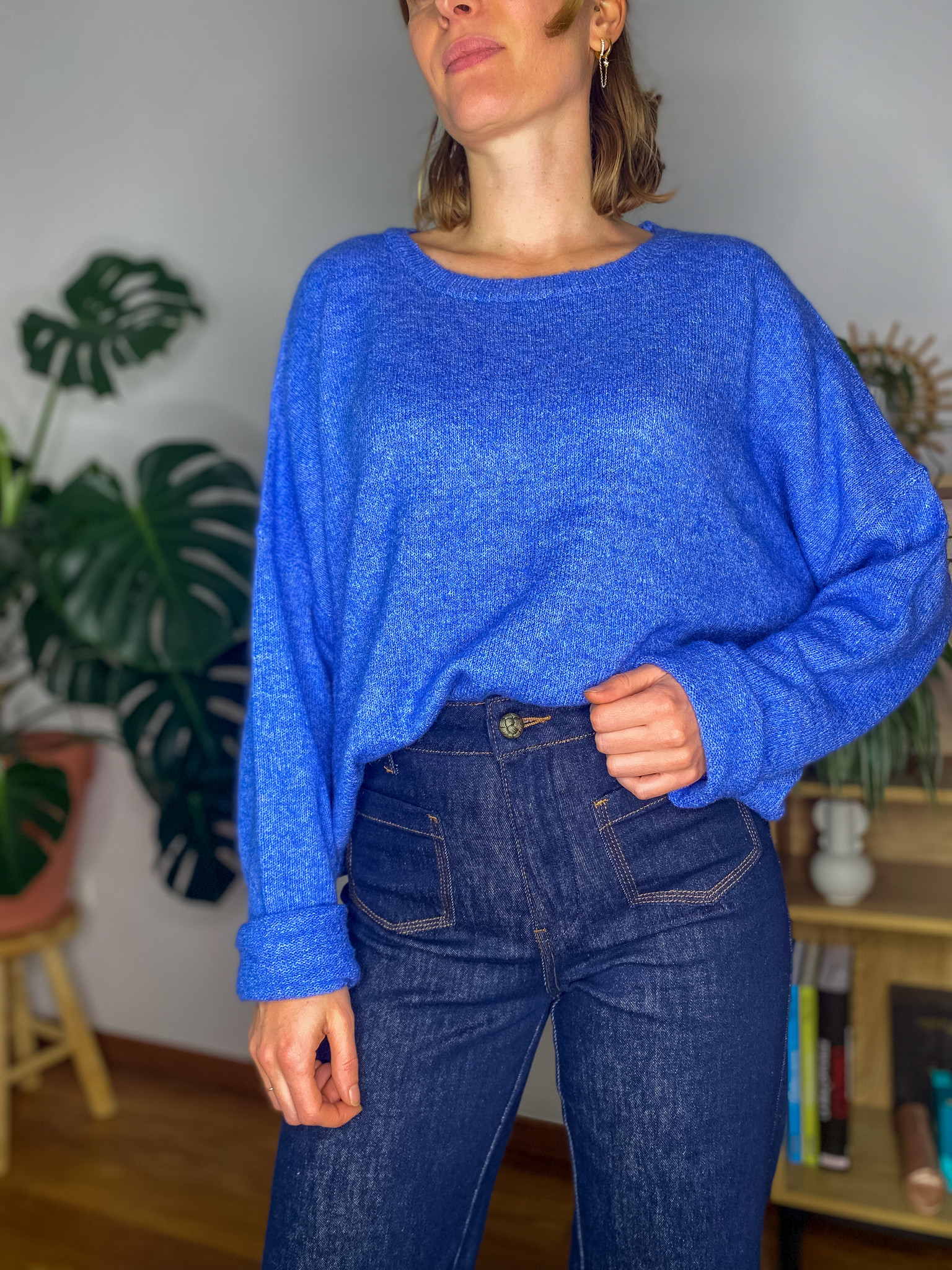 Pull Sarah bleu col rond