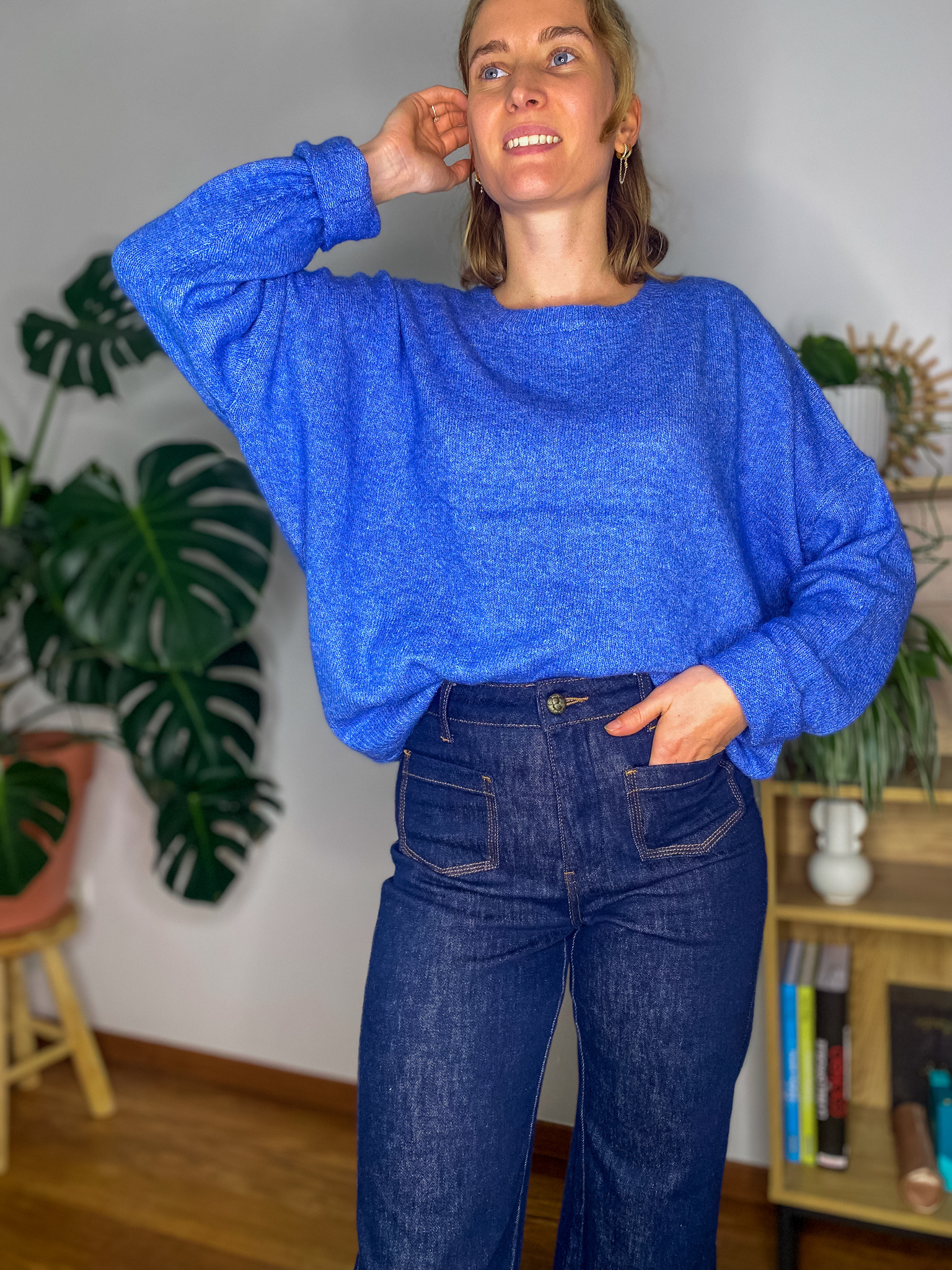 Pull Sarah bleu col rond