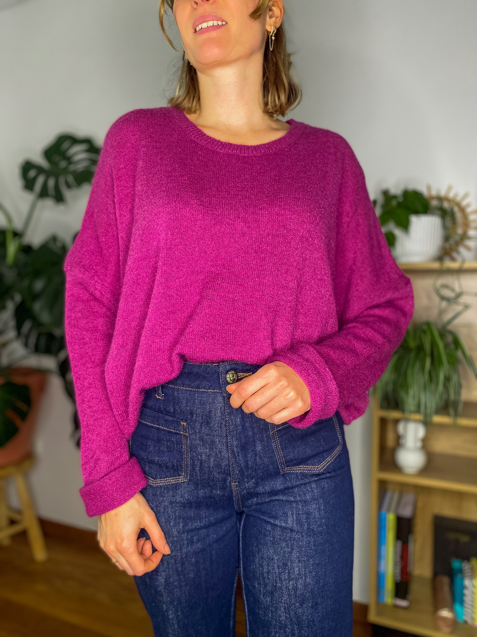 Pull Sarah prune col rond