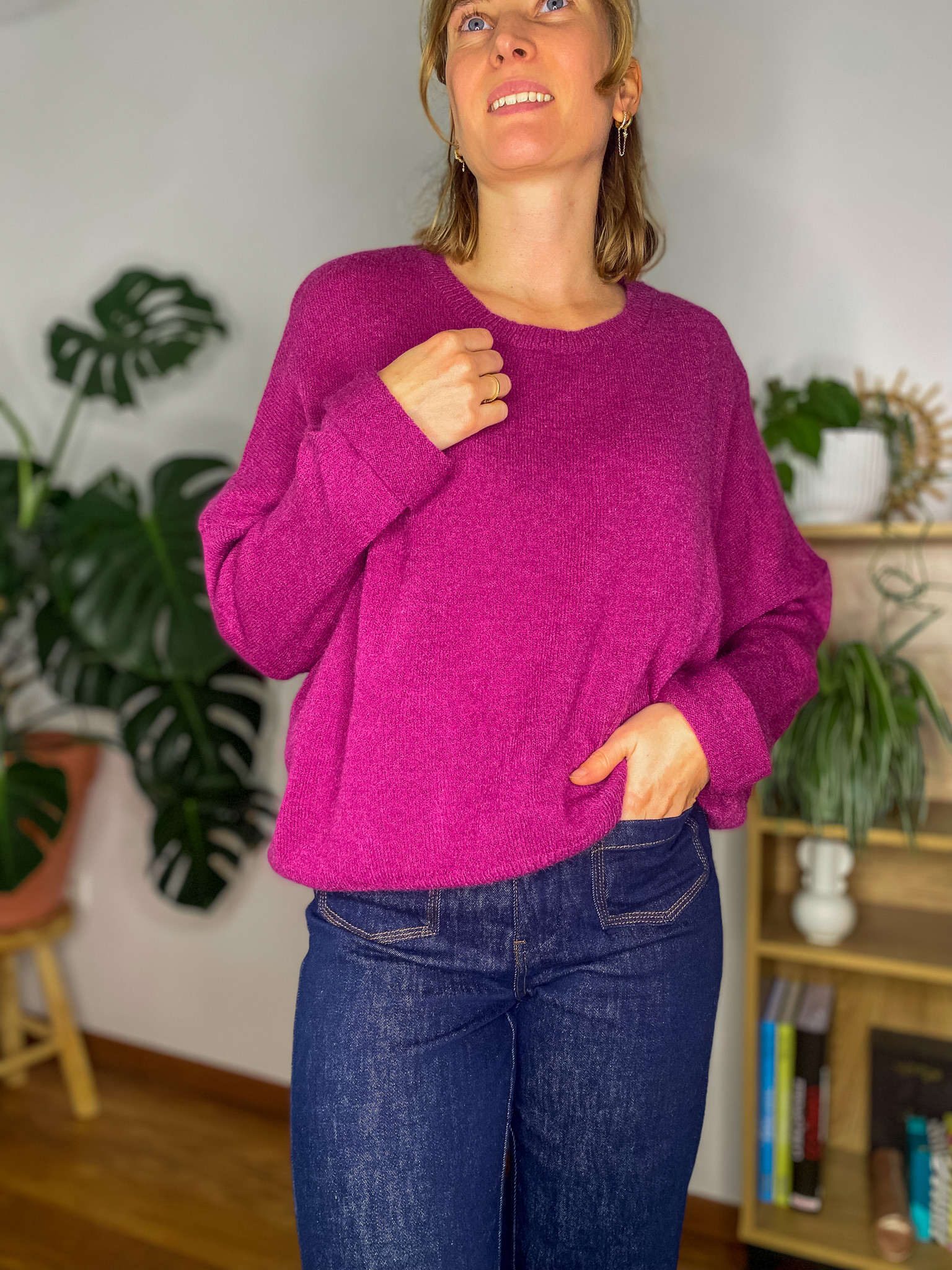 Pull Sarah prune col rond