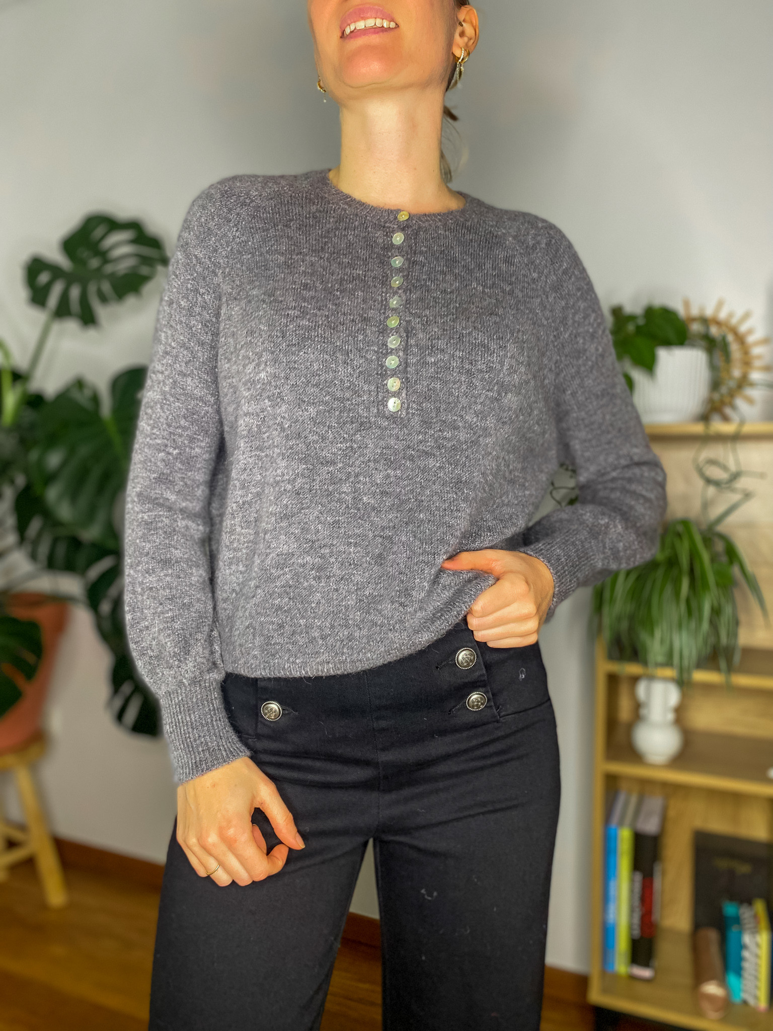 Pull Eléna anthracite en alpaga