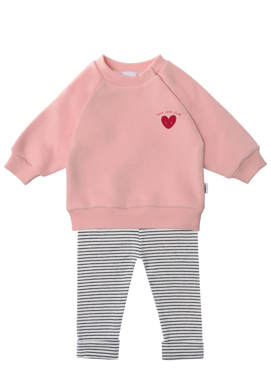 Ensemble 2 pièces avec sweat-shirt rose "selflove club" et leggings