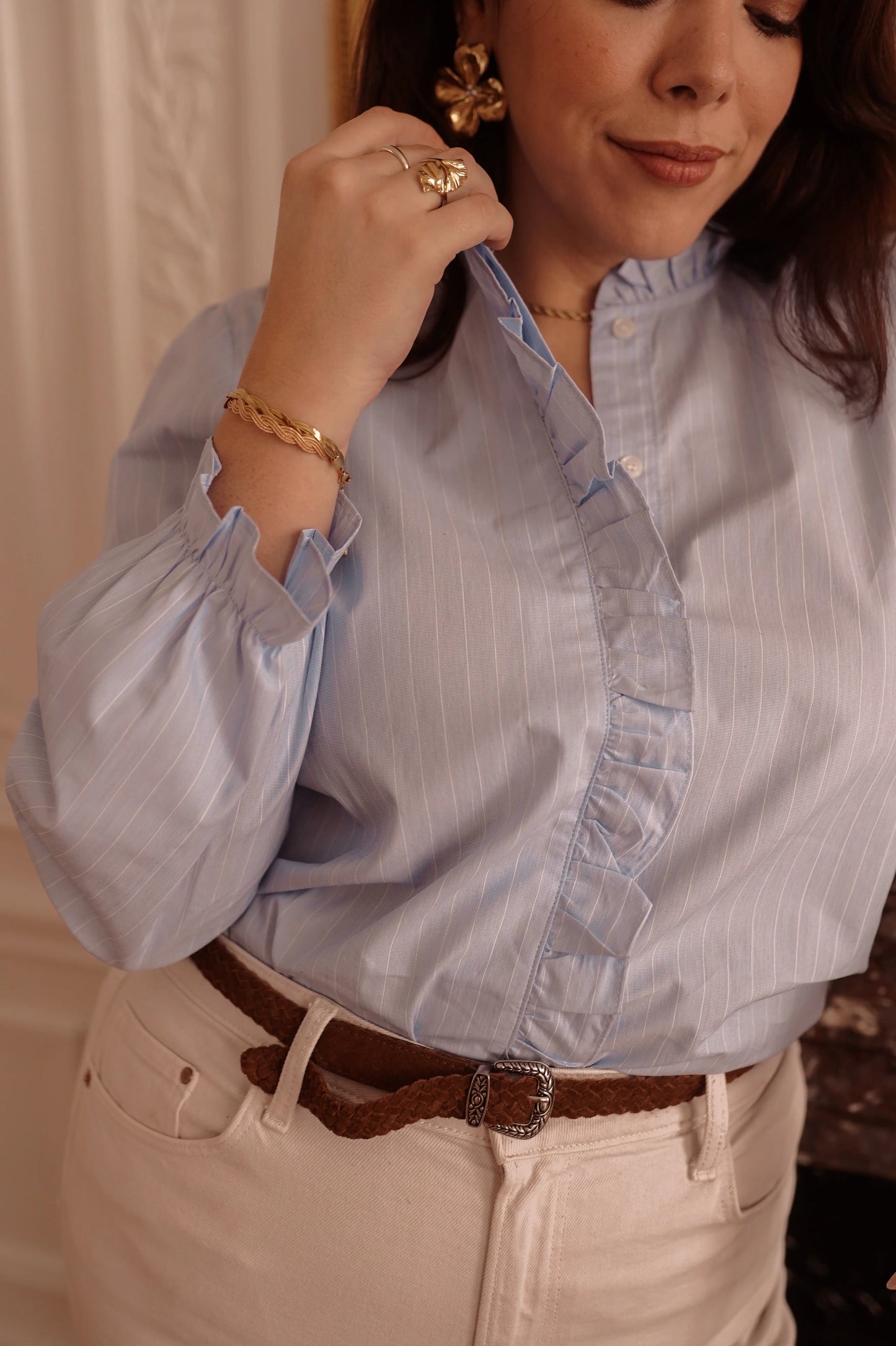 Chemise Kiara rayée bleue - Curvy - Margothe
