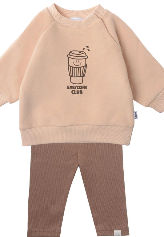 Ensemble avec sweat-shirt et leggings "Babyccino Club"
